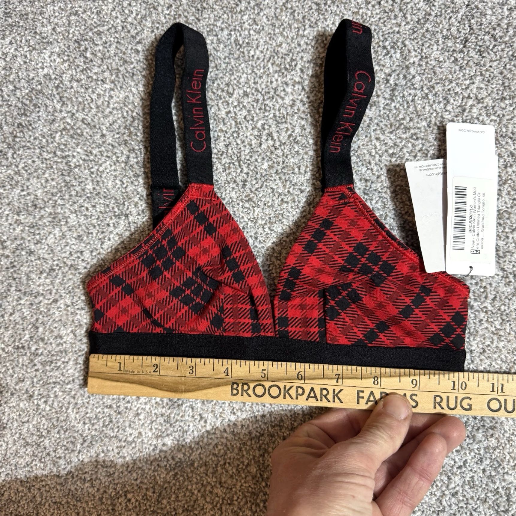 Calvin Klein Calvin Klein Bralette XS Women Triangle Crossback Plaid Preppy Minimalist Streetwear Red Wireless Logo Brand【200 chars max】 Size ONE SIZE - 6 Thumbnail