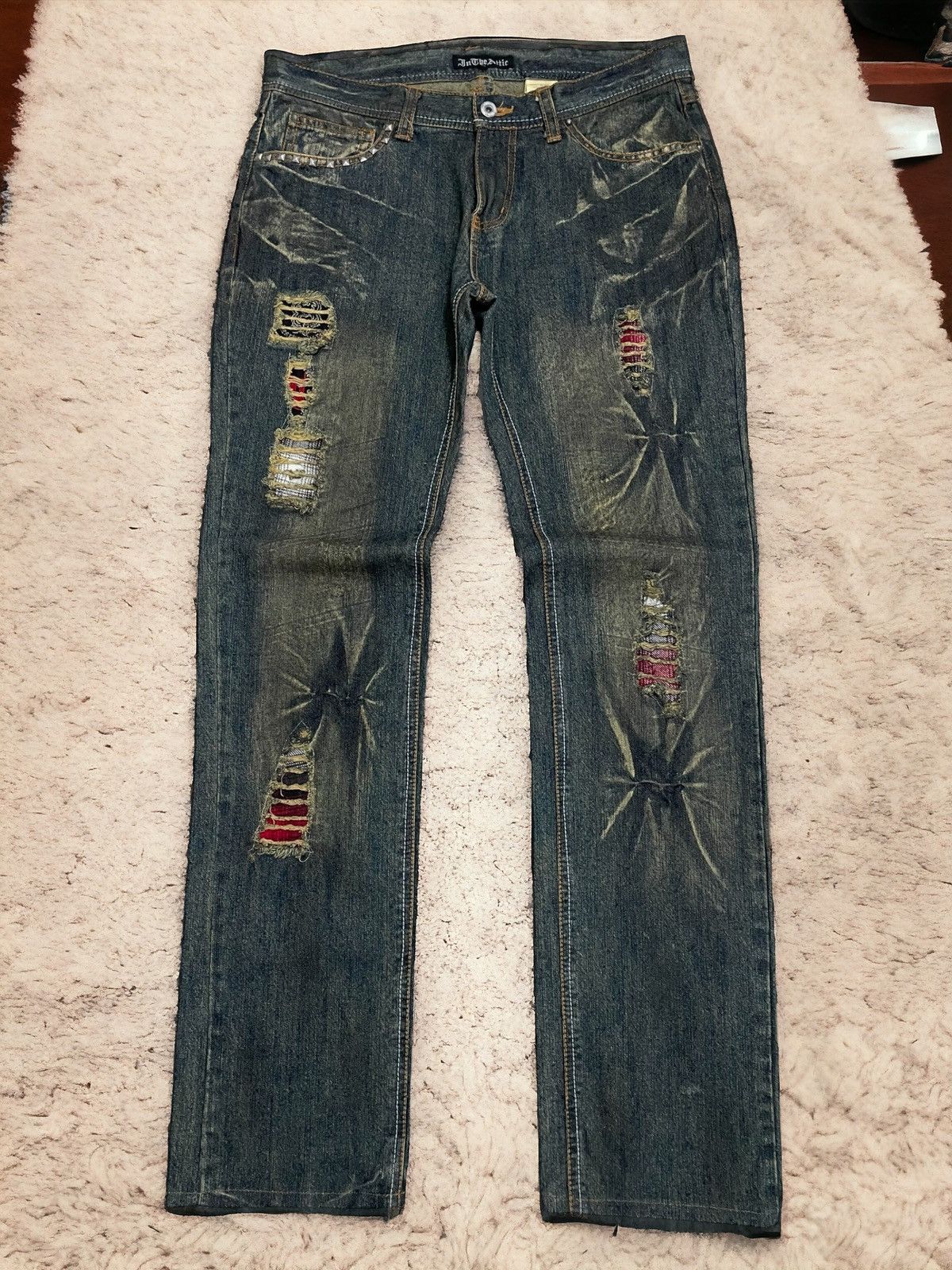 In the Attic Crazy Muddy Distressed Stud Japan Punk Denim