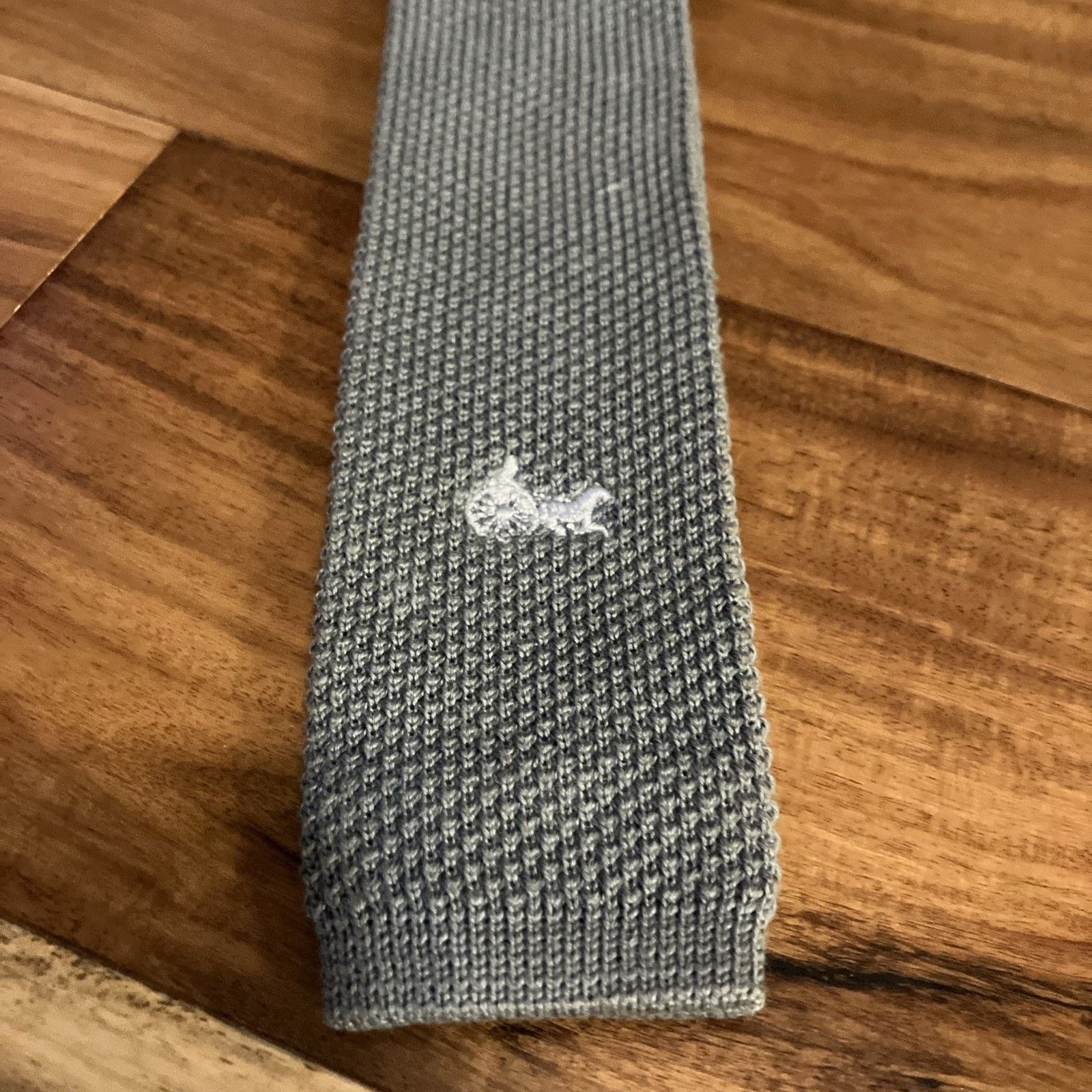 Other Vtg Knit Tie Square End Gray Chariot Emblem 1980s Academia Size ONE SIZE - 2 Thumbnail