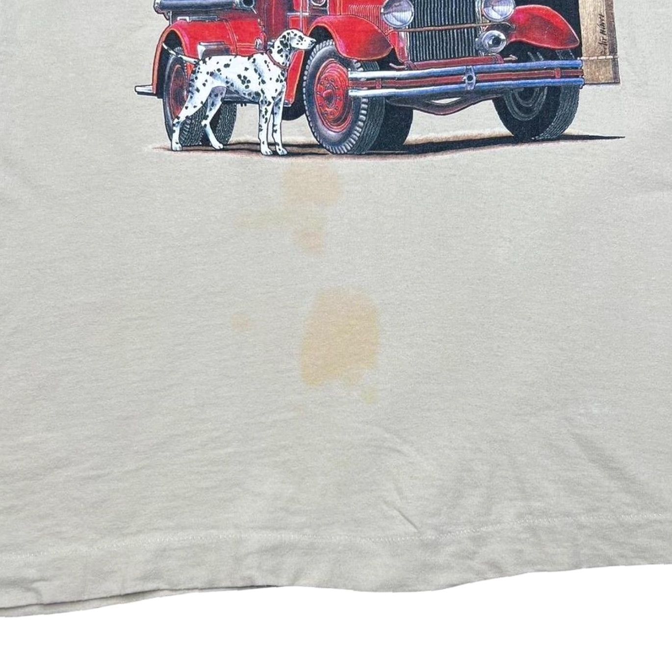 Fruit Of The Loom VINTAGE 90’s Fire Department Fire Fighter Souvenir Graphic Single Stitch T-Shirt Large Mens Cream Shirt 90s Fire Department Souvenir Graphic Front Size US L / EU 52-54 / 3 - 8 Thumbnail