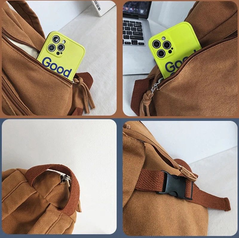 Other Retro y2k irregular canvas backpack aesthetic Size ONE SIZE - 9 Thumbnail