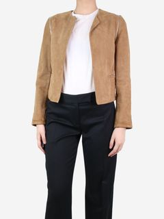 Orvis Brown Suede Leather Bohemian Chic Boyfriends Blazer Jacket 