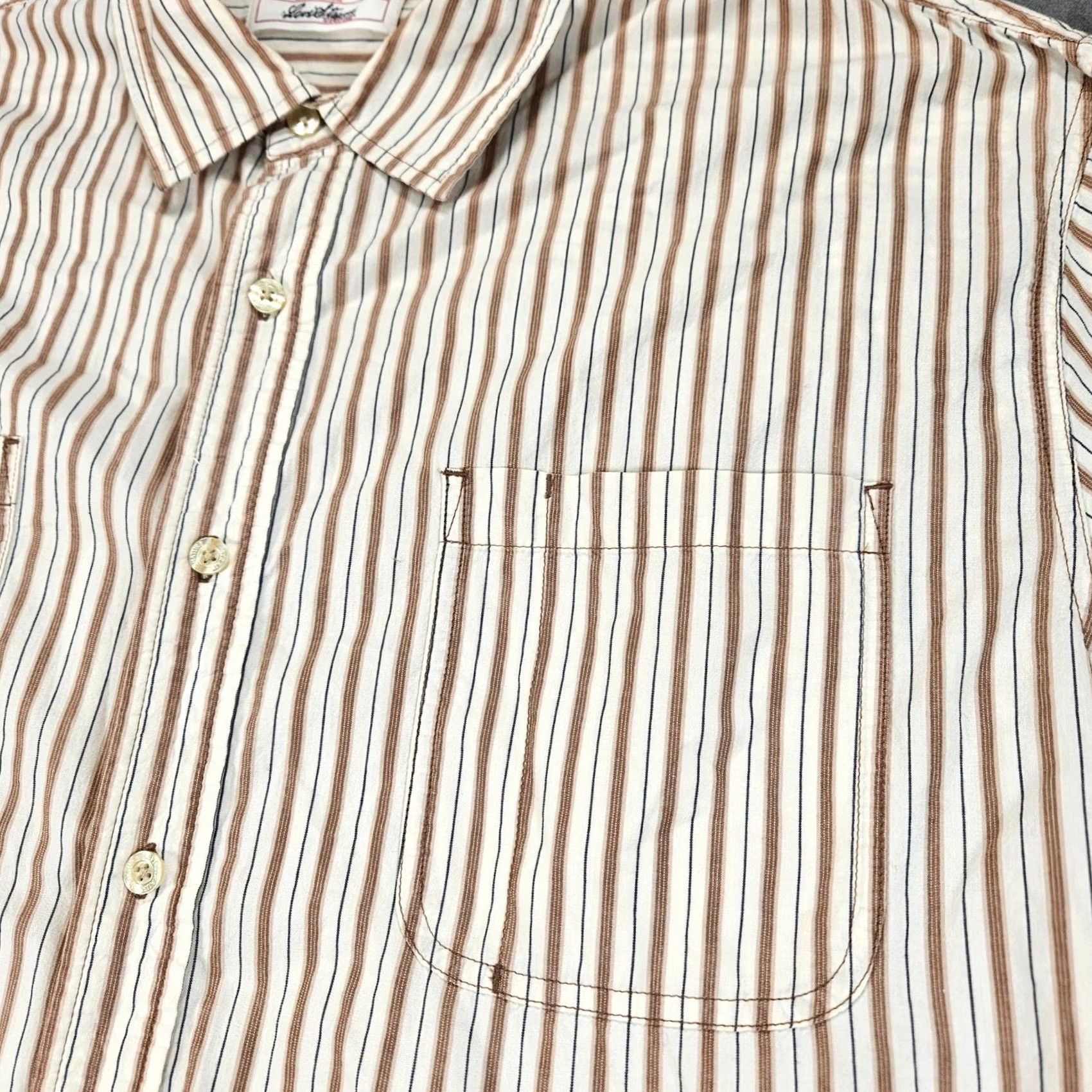 Vintage Levi Mens 2XL Striped Button Down Shirt Long Sleeve Brown Size US XXL / EU 58 / 5 - 6 Thumbnail