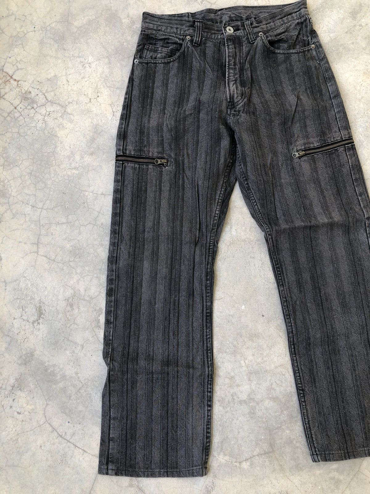 PPFM PPFM 2003 Striped Twill Cargo Double Zip Pocket Denim Size US 29 - 2 Thumbnail