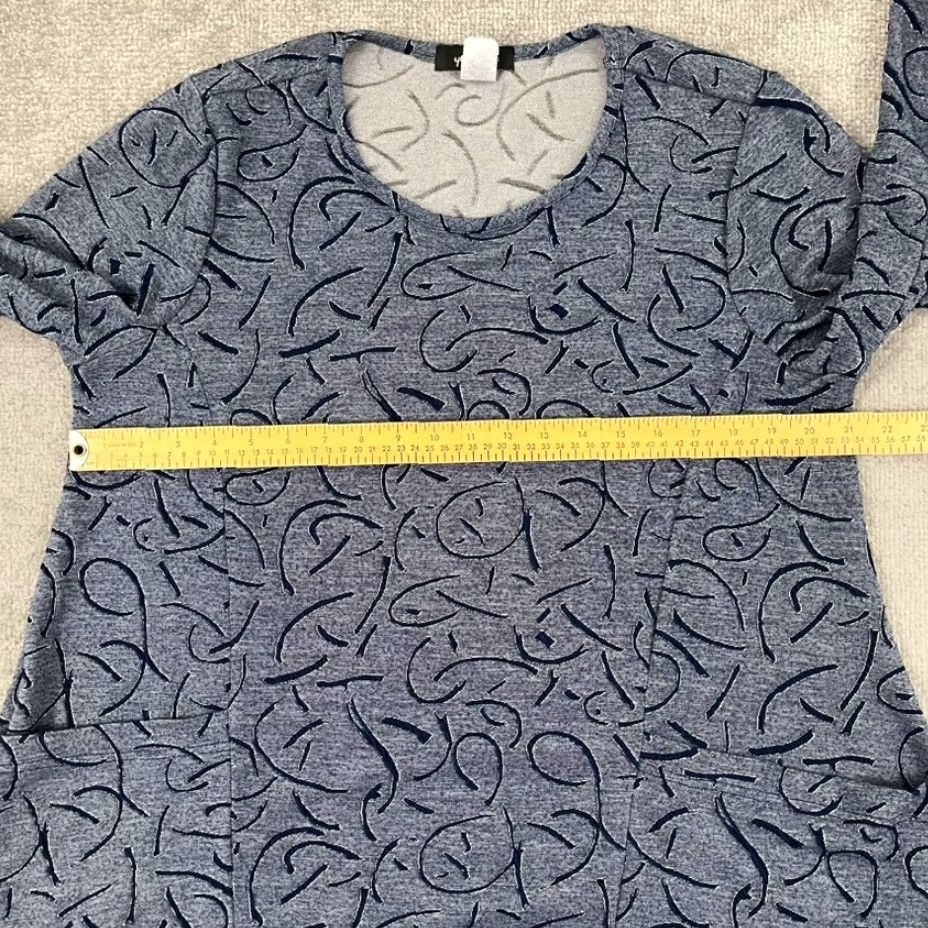 Vintage Yushi Blouse Womens Medium Blue Abstract Artsy Stretch Pockets 3/4 Sleeve Size M / US 6-8 / IT 42-44 - 4 Thumbnail