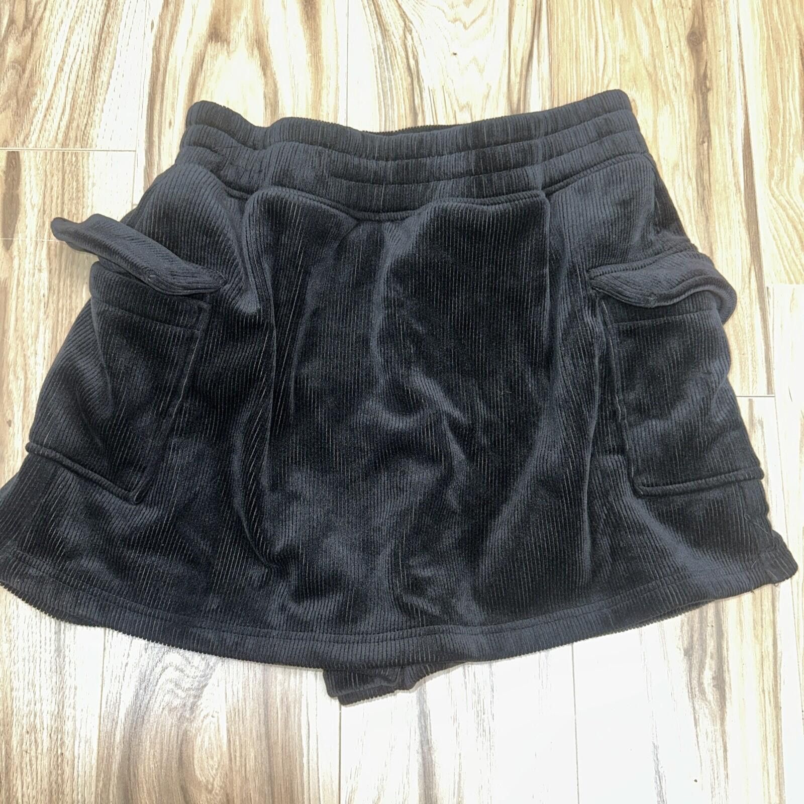 Other As Revival Black Corduroy Elastic Band Skort Size Large Size 36" / US 14 / IT 50 - 1 Thumbnail