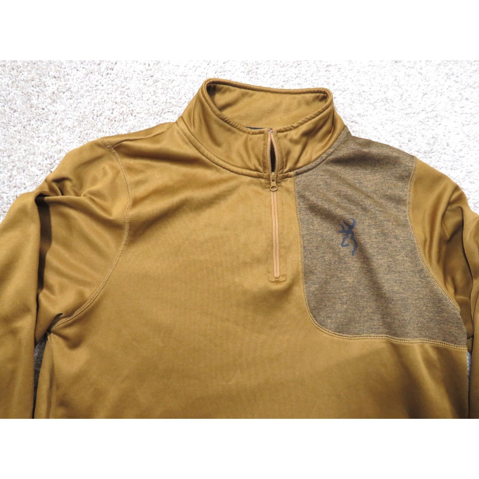 Vintage Browning 1/4 Zip Pullover Men's M Gold/Brown Casual Sportswear Shooting Clay Gun Shirt Size US M / EU 48-50 / 2 - 3 Thumbnail