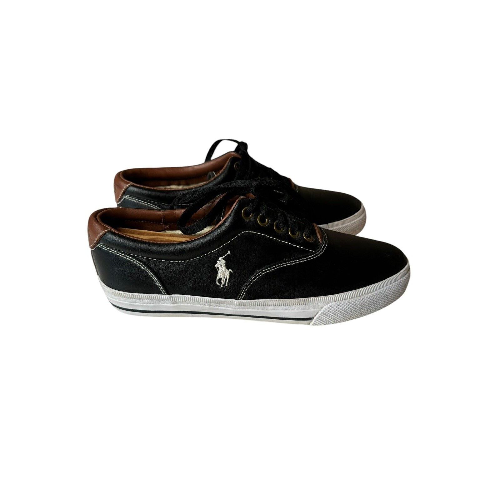 Ralph Lauren Polo Ralph Lauren Vaughn Black Leather Sneakers Pony Preppy Size US 8.5 / EU 41-42 - 5 Thumbnail
