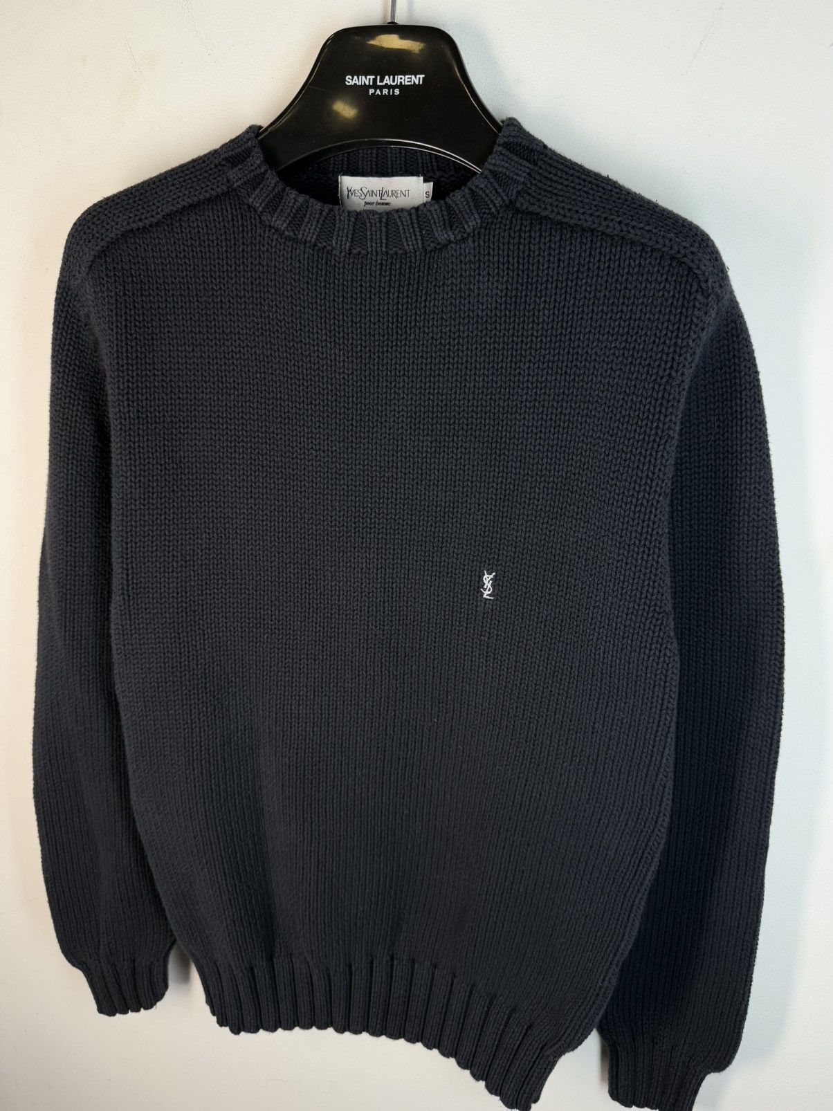 Yves Saint Laurent Heavy YSL Sweater Knit Thick Grey/black Paris Sweatshirt Size US S / EU 44-46 / 1 - 13 Thumbnail