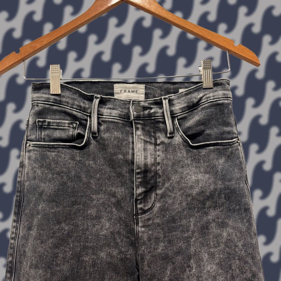 Frame FRAME Le Sylvie Slender Straight Jeans Gray 26 Acid Wash 5-Pocket Denim Womens Stretch Slim Straight Rise High Inseam 27 Size 26" / US 2 / IT 38 - 1 Thumbnail
