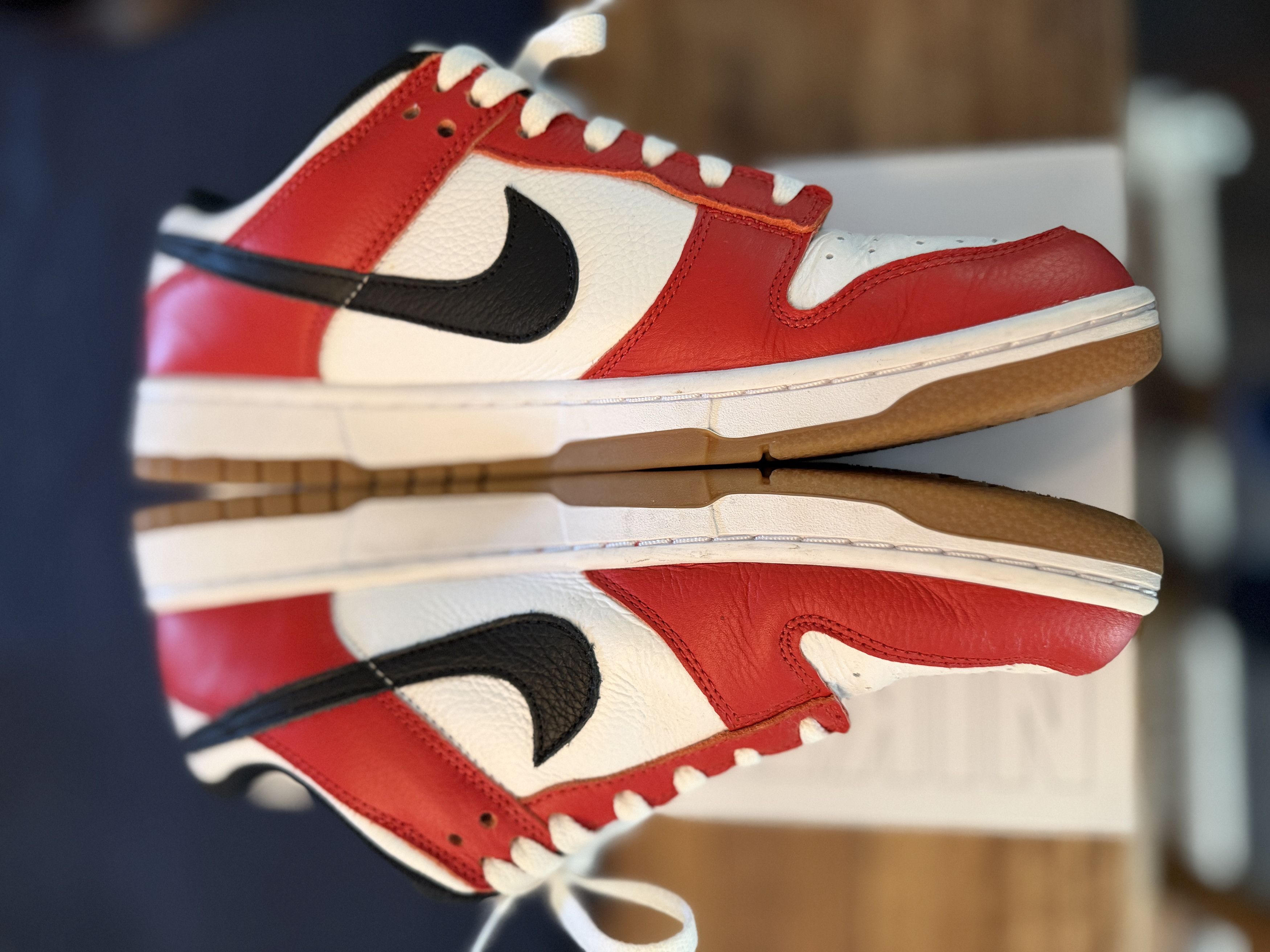 Nike Dunk Low Chicago w/ Gum Sole - AJ1 Jordan BRED Size US 9.5 / EU 42-43 - 2 Thumbnail