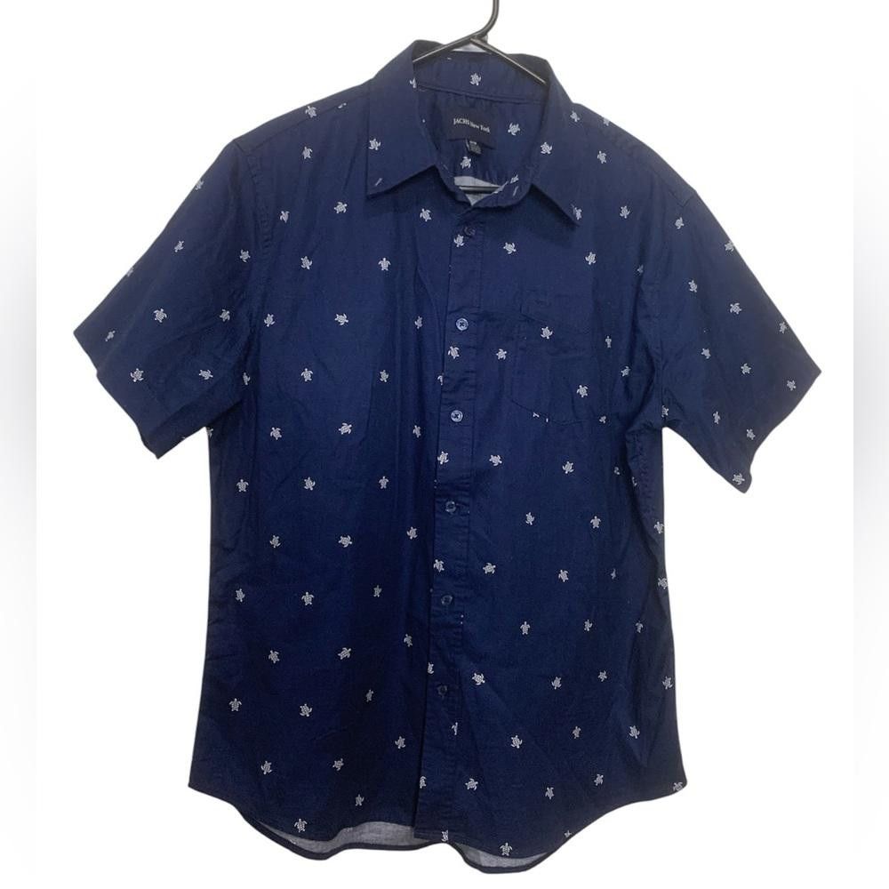 Designer Stylish Navy Blue Short Sleeve Shirt by JCHS New York Size US M / EU 48-50 / 2 - 1 Thumbnail
