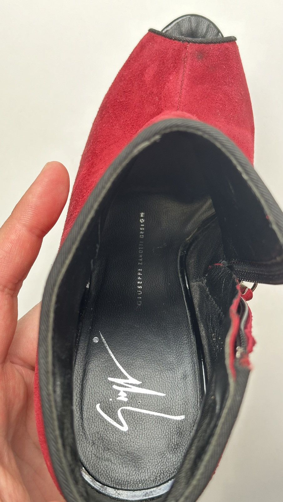 Giuseppe Zanotti Giuseppe Zanotti Red Suede High Heels Rhinestone Size 36.5 Size US 6.5 / IT 36.5 - 13 Thumbnail