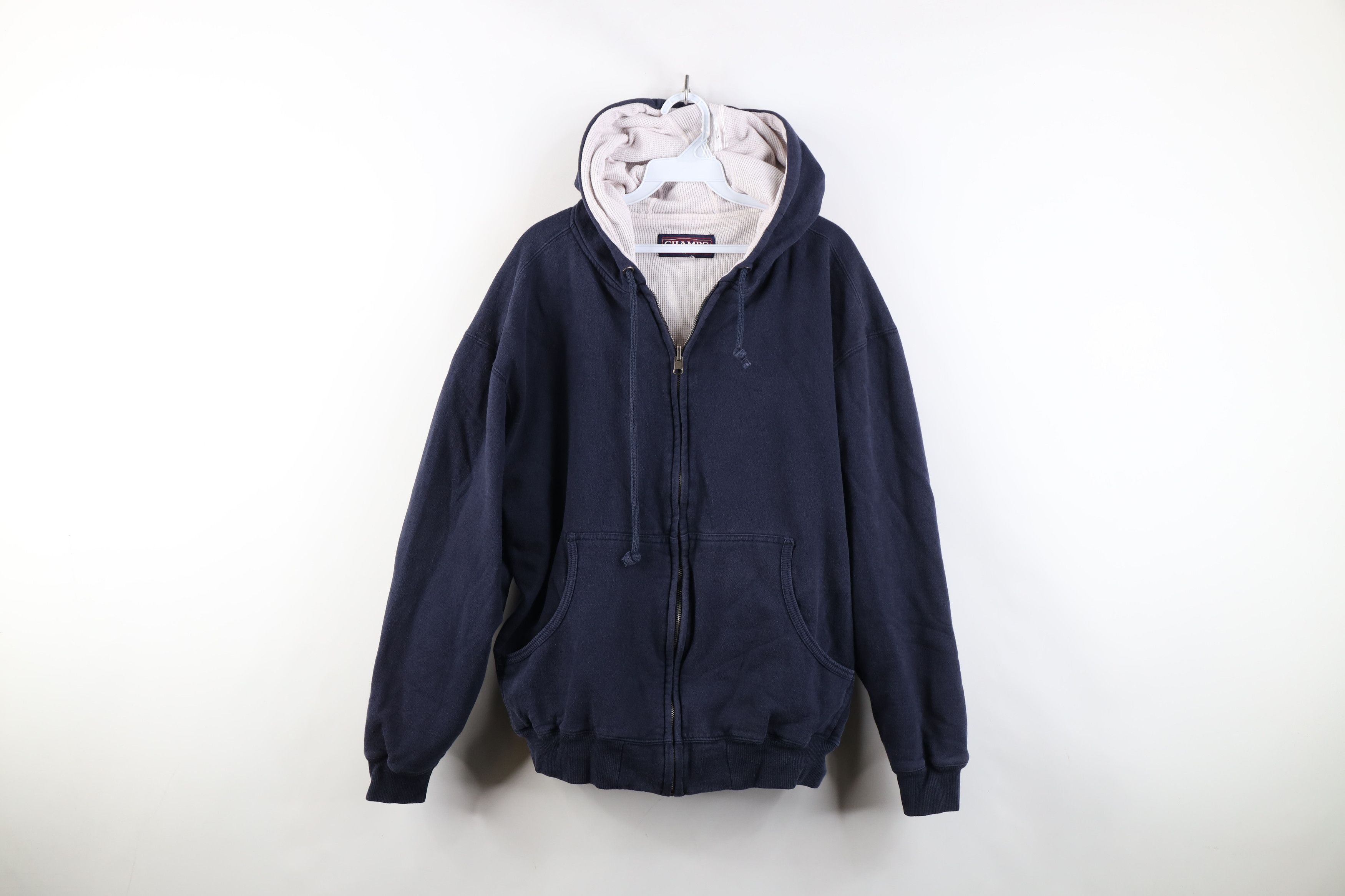 Vintage Vintage 90s Y2K Streetwear Reversible Knit Blank Hoodie Size US XL / EU 56 / 4 - 1 Thumbnail