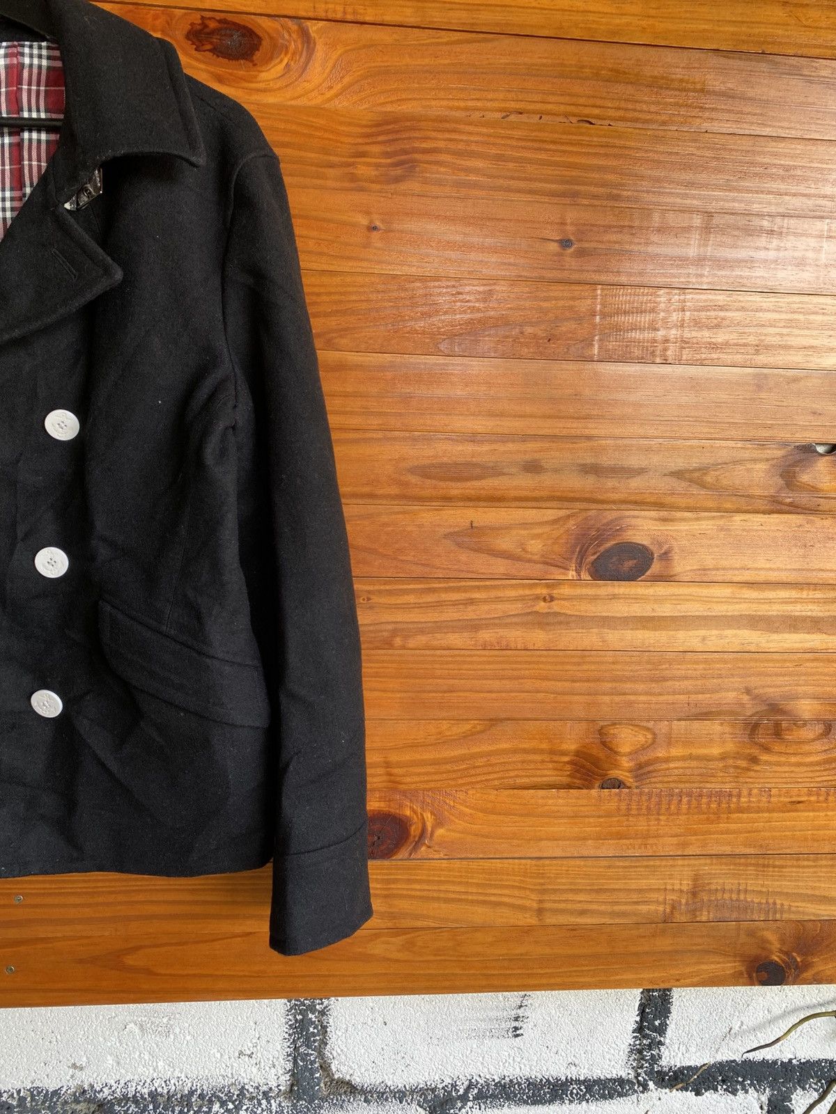 Japanese Brand Vintage Palms and Labske Black Wool Peacoat Plaid Lining Size US M / EU 48-50 / 2 - 7 Thumbnail