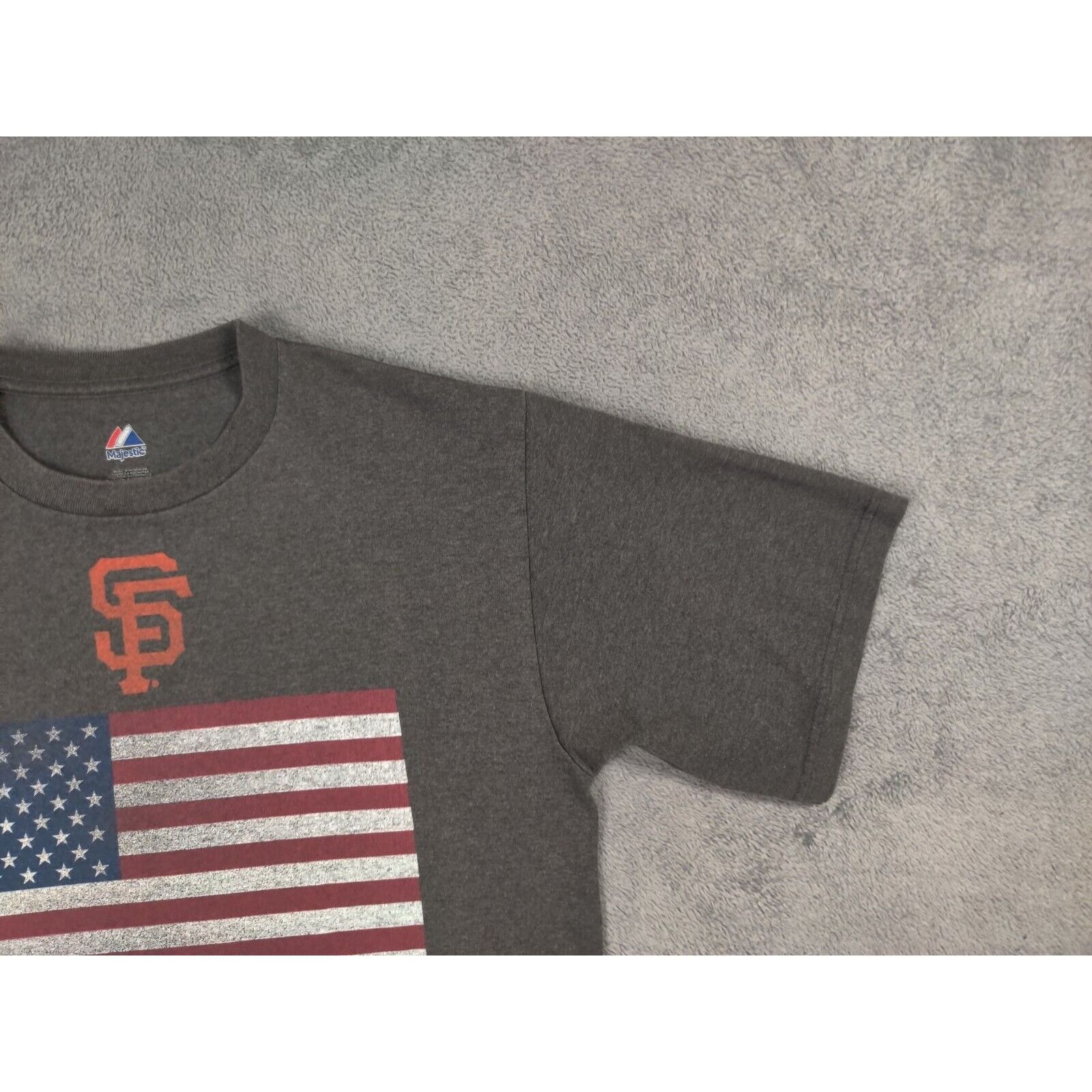 Majestic San Francisco Giants Shirt Adult Mens Medium Gray USA Flag Size US M / EU 48-50 / 2 - 10 Thumbnail
