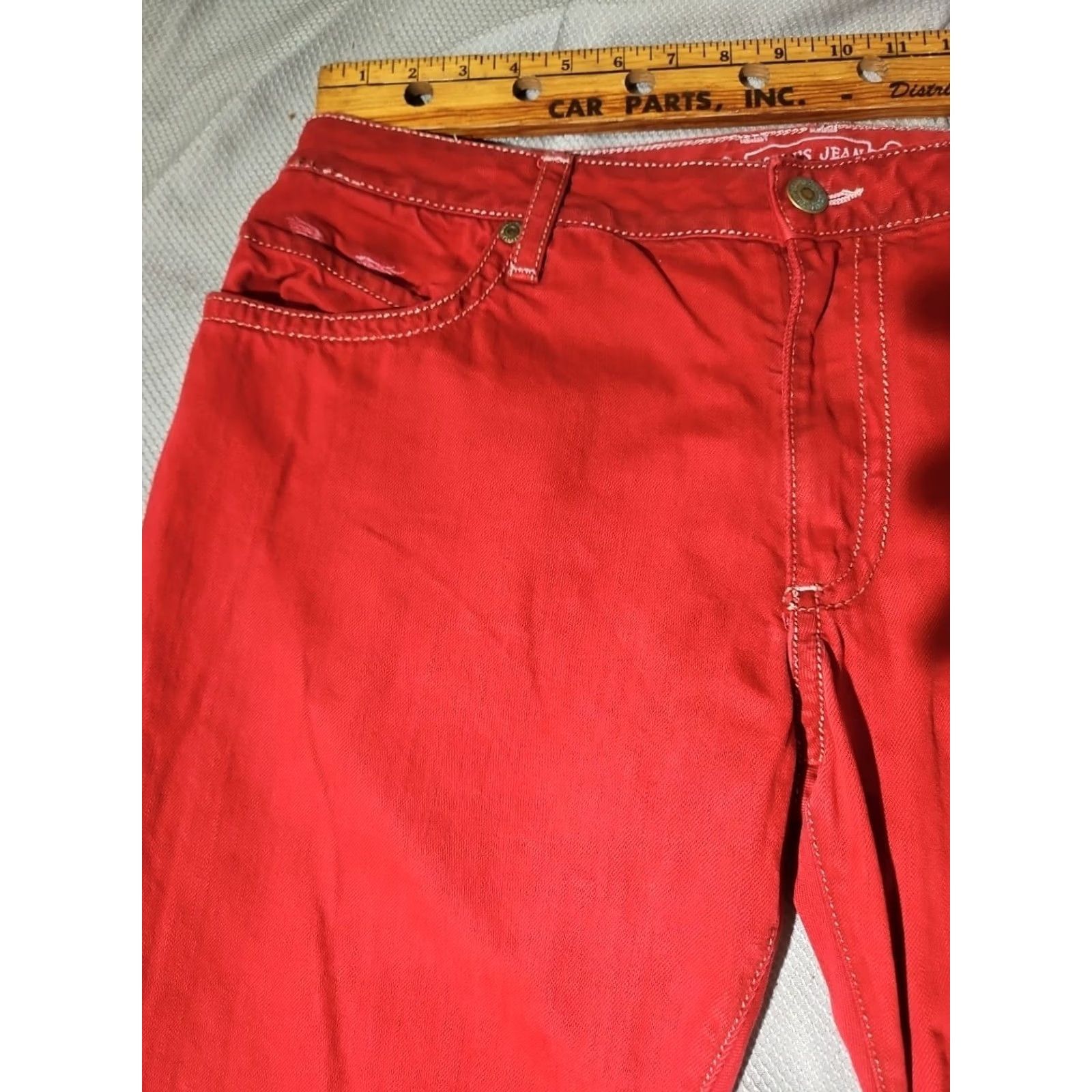 Denime Robins Jeans Mens 38 Red New Flap Denim Embellished Rhinestone Pocket USA Jeans Size US 38 / EU 54 - 5 Thumbnail