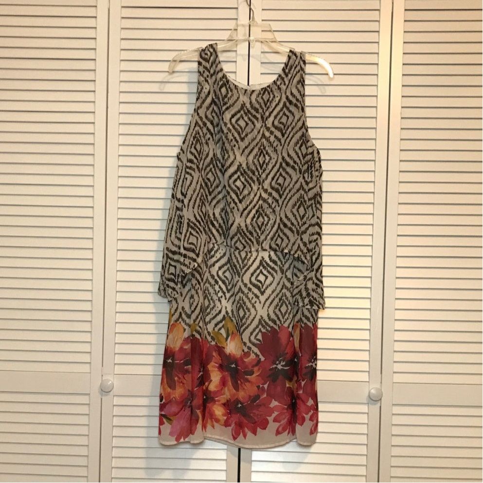 Other Cato Retro Red Chiffon Flowy Floral Midi Shift Dress 22/24W Size 3XL / US 20-22 - 1 Thumbnail
