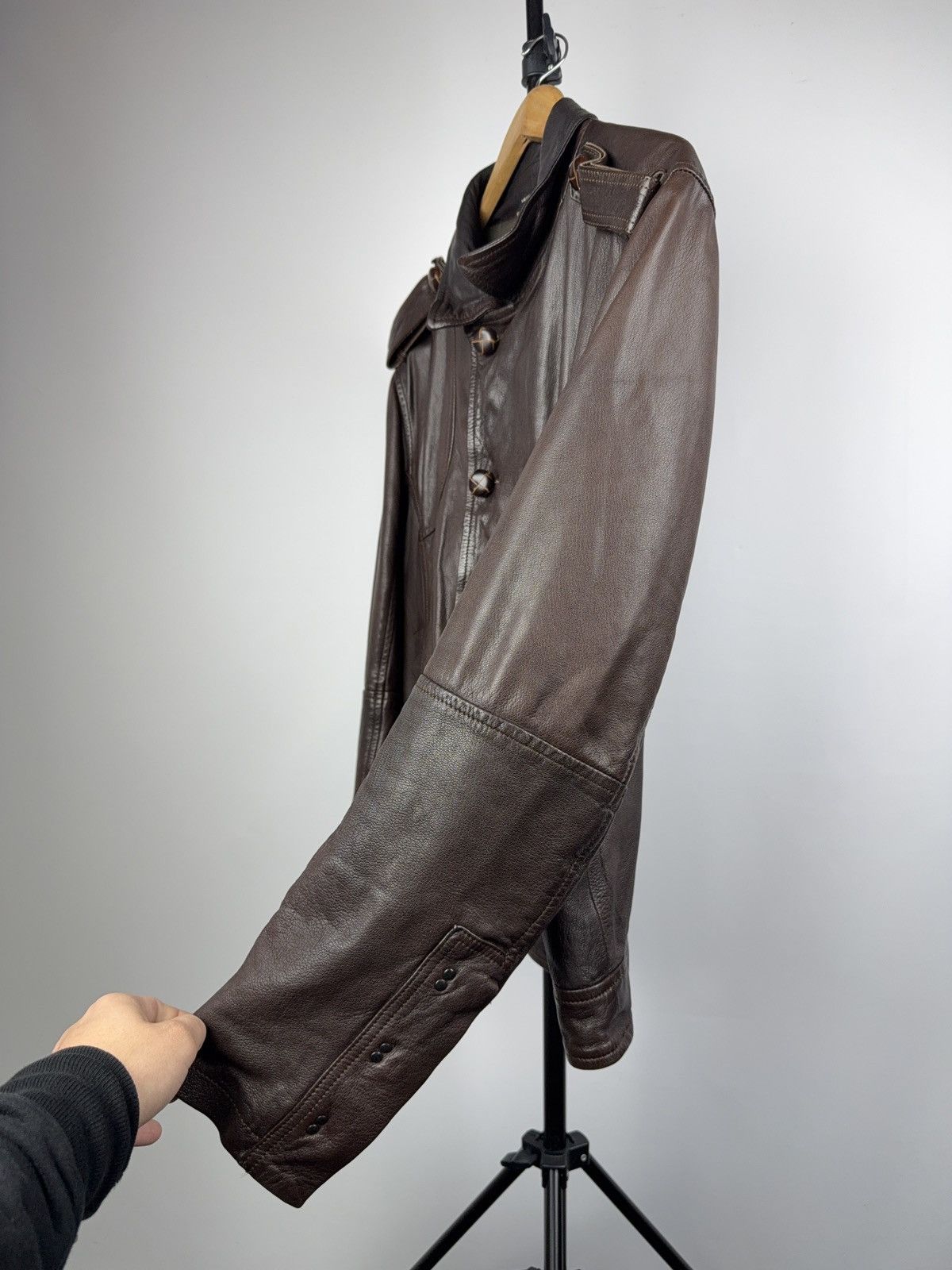 Messagerie Messagerie Italy Brown Leather Jacket Biker Military Style Size US L / EU 52-54 / 3 - 6 Thumbnail