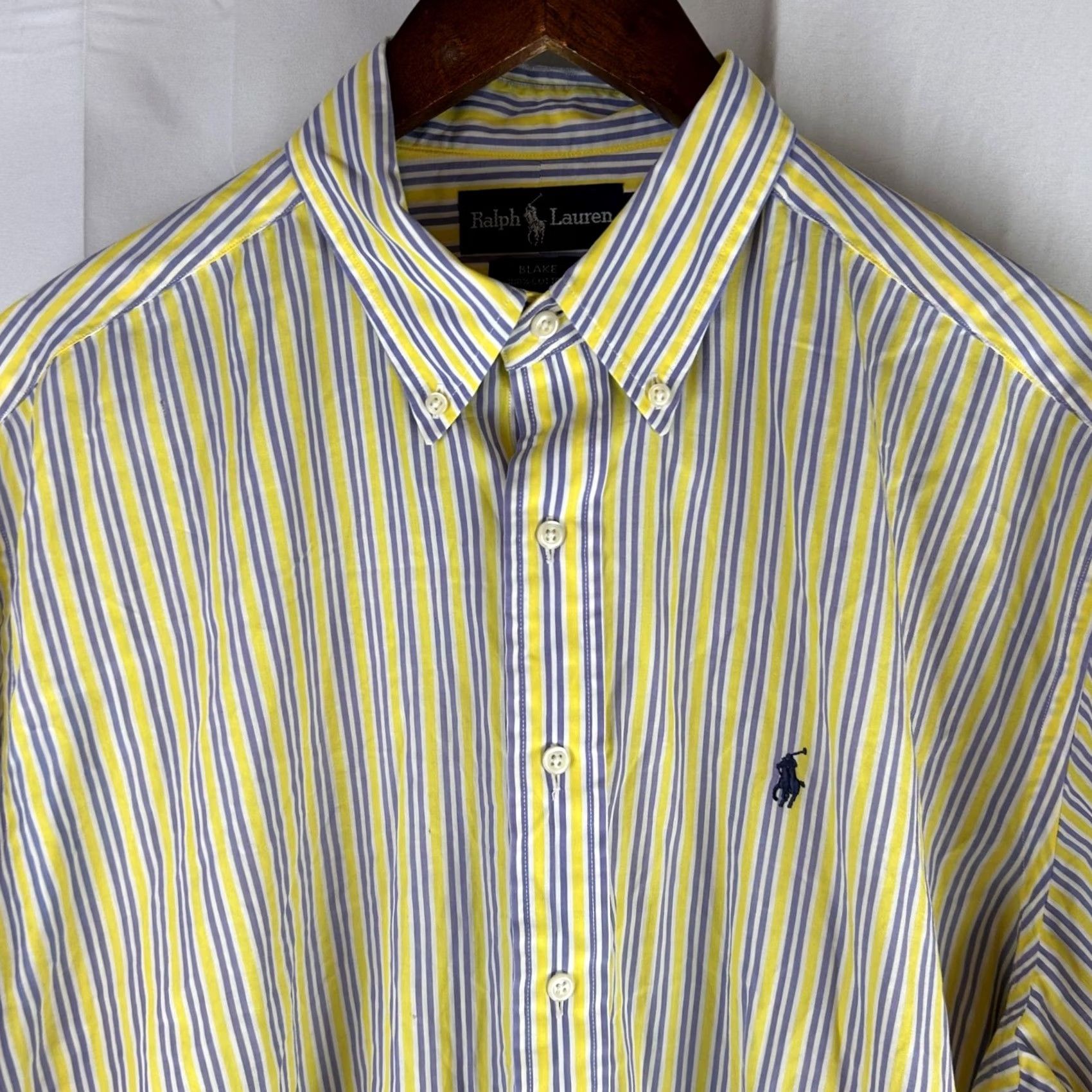 Ralph Lauren Ralph Lauren Blake Striped Shirt Mens Large Yellow Purple Short Sleeve Button-Down Button-Up Embroidered Pony Casual Summer Cotton Size US L / EU 52-54 / 3 - 2 Thumbnail