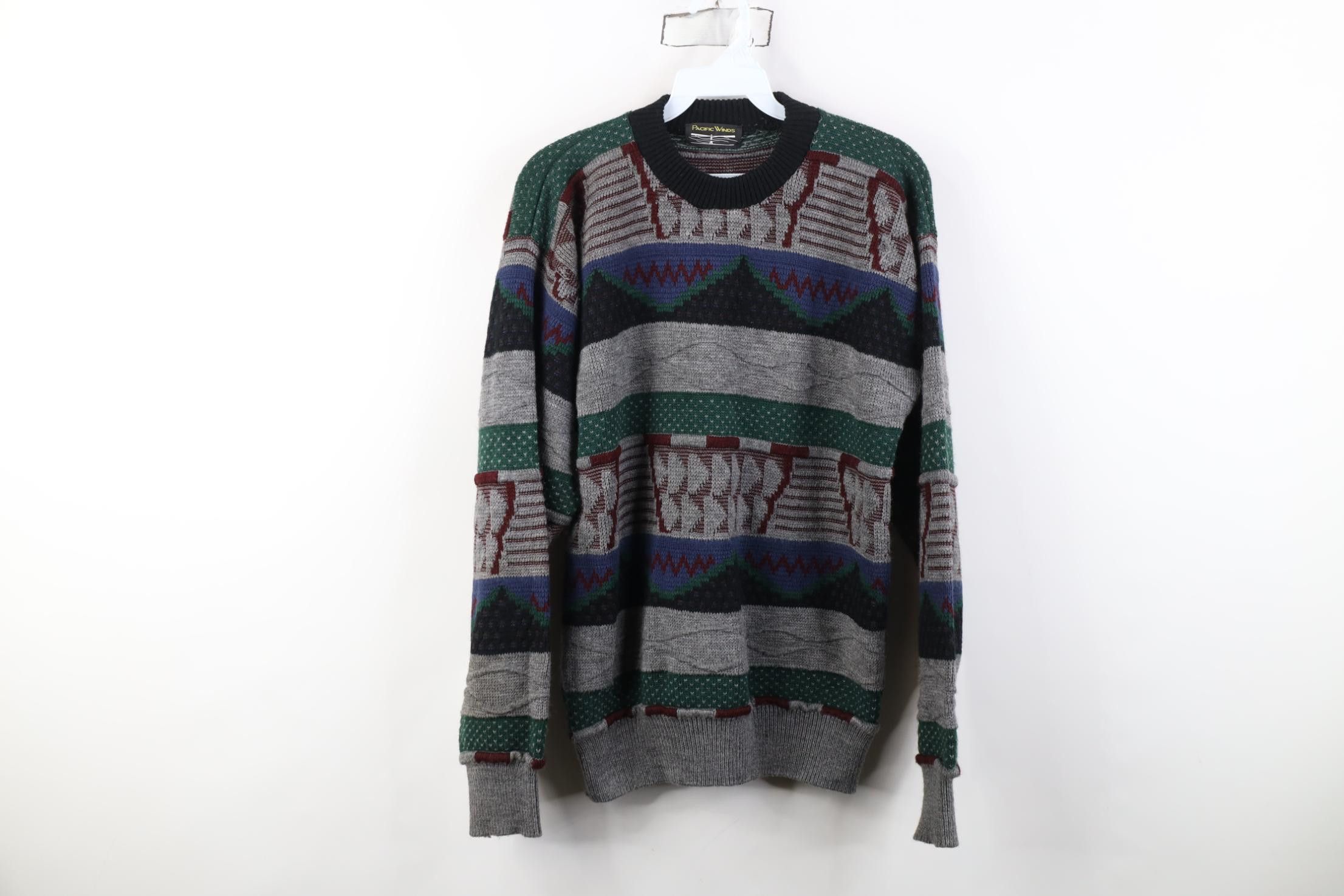 Vintage Vintage 90s Coogi Style Geometric Knit Crewneck Sweater Size US S / EU 44-46 / 1 - 1 Thumbnail