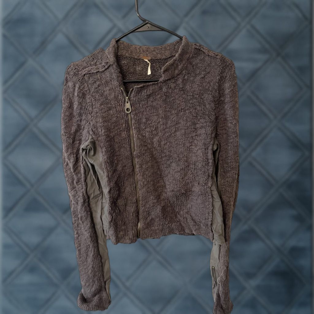 Free People Free People Crochet Moto Jacket Women Medium Brown Boho Festival Full Zip Size M / US 6-8 / IT 42-44 - 1 Thumbnail
