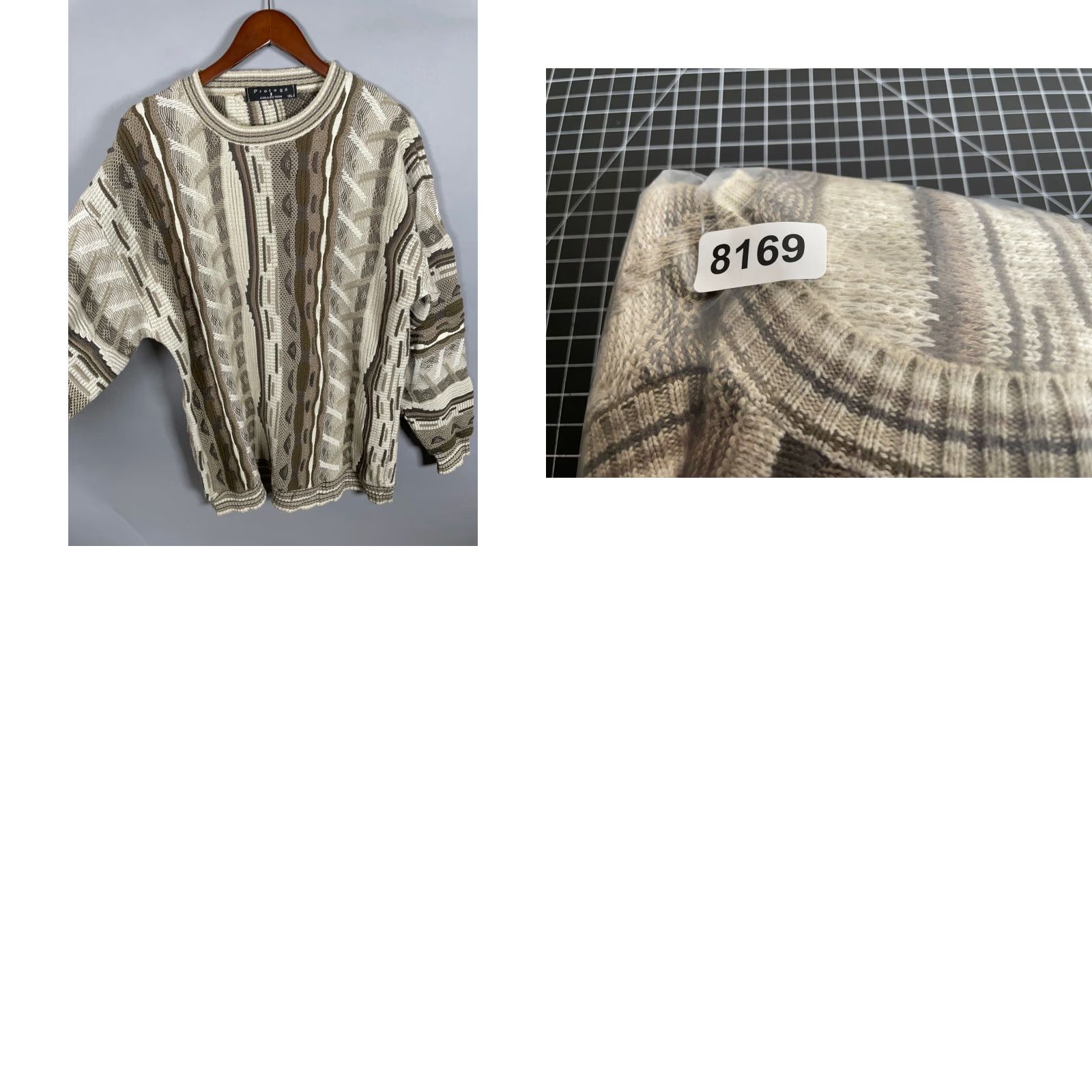 Coogi VINTAGE Protege Sweater Mens Large Beige 90s Cosby 3D Textured Acrylic Knit Style Mens Size US L / EU 52-54 / 3 - 9 Thumbnail