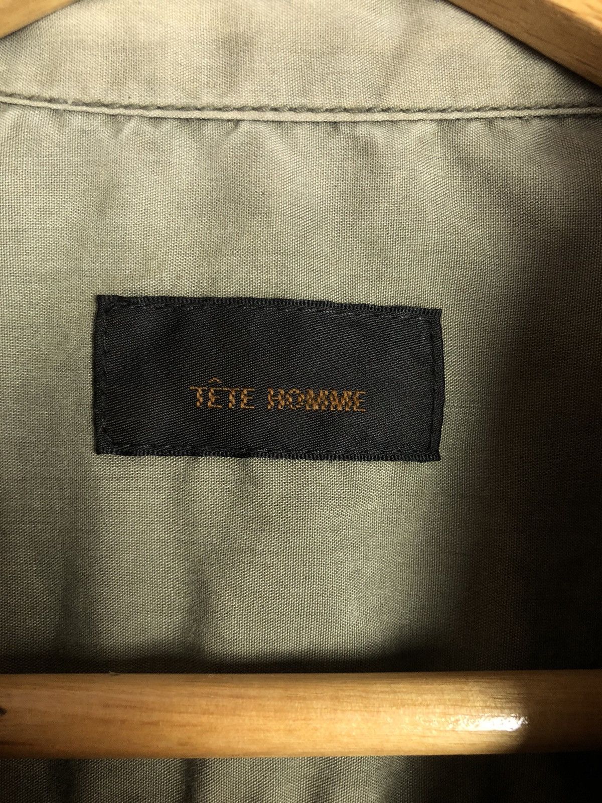 Issey Miyake × Japanese Brand × Tete Homme Vintage Tete Homme Issey Miyake Army Button Up Shirt Size US S / EU 44-46 / 1 - 9 Thumbnail