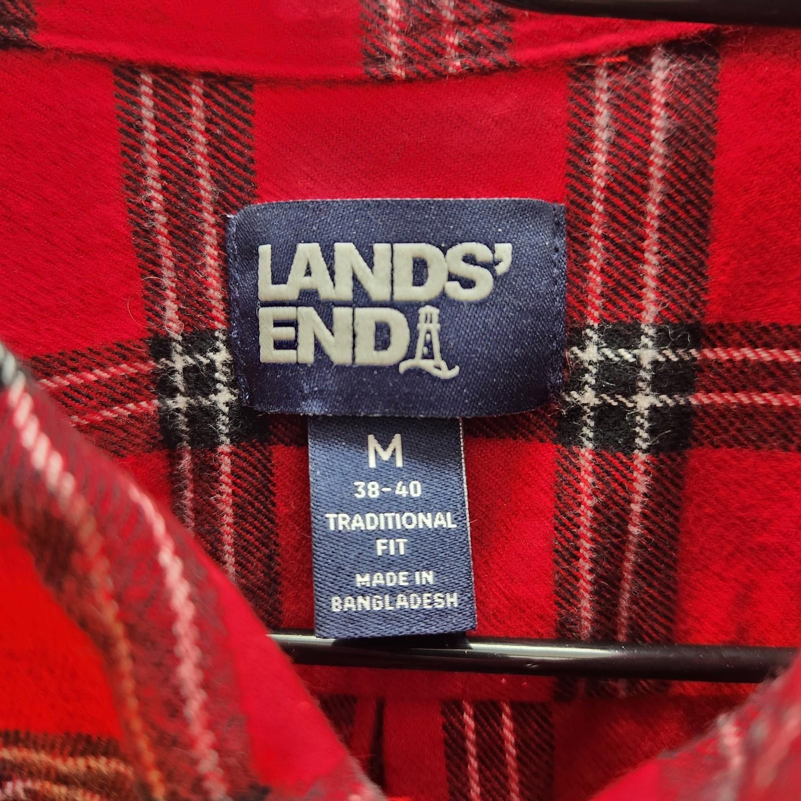 Lands' End Lands End Cotton Plaid Flannel Shirt Red Mens Size Medium Size US M / EU 48-50 / 2 - 5 Thumbnail