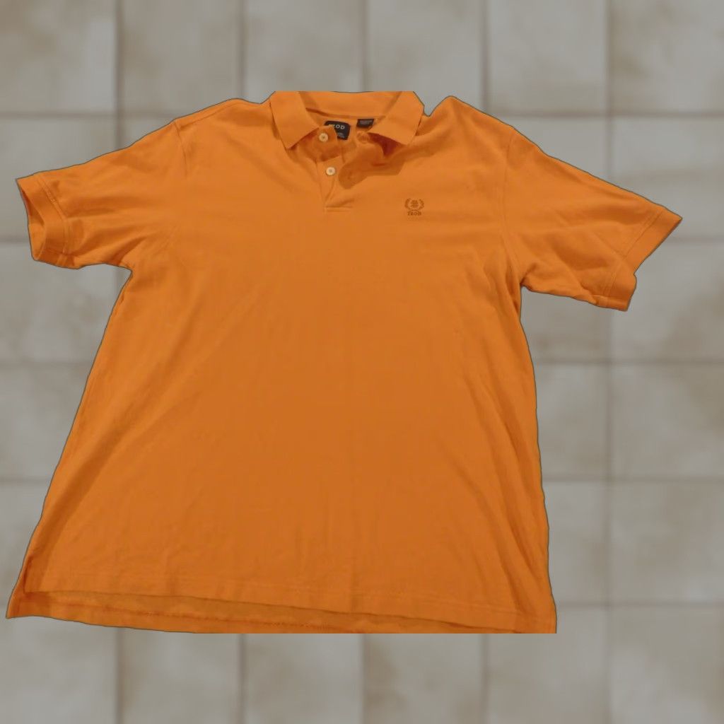 Izod IZOD Polo Shirt Mens L Orange Short Sleeve Collared Button Knit Cotton Classic Stretch Golf Regular Size US L / EU 52-54 / 3 - 1 Thumbnail