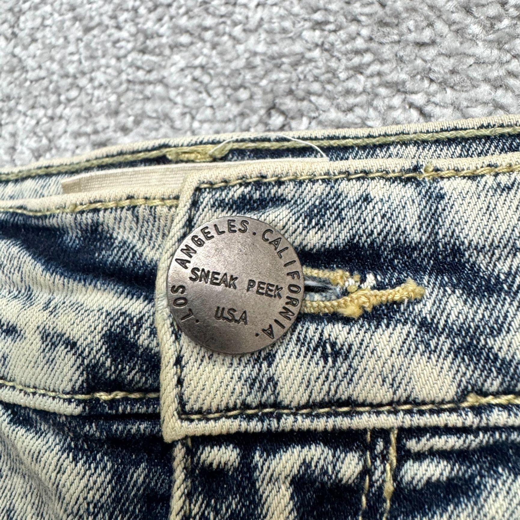Vintage Sneak Peek Jeans Womens 5 Skinny High Rise Distressed Acid Wash Blue Denim 5-Pocket Regular Size 27" / US 4 / IT 40 - 3 Thumbnail