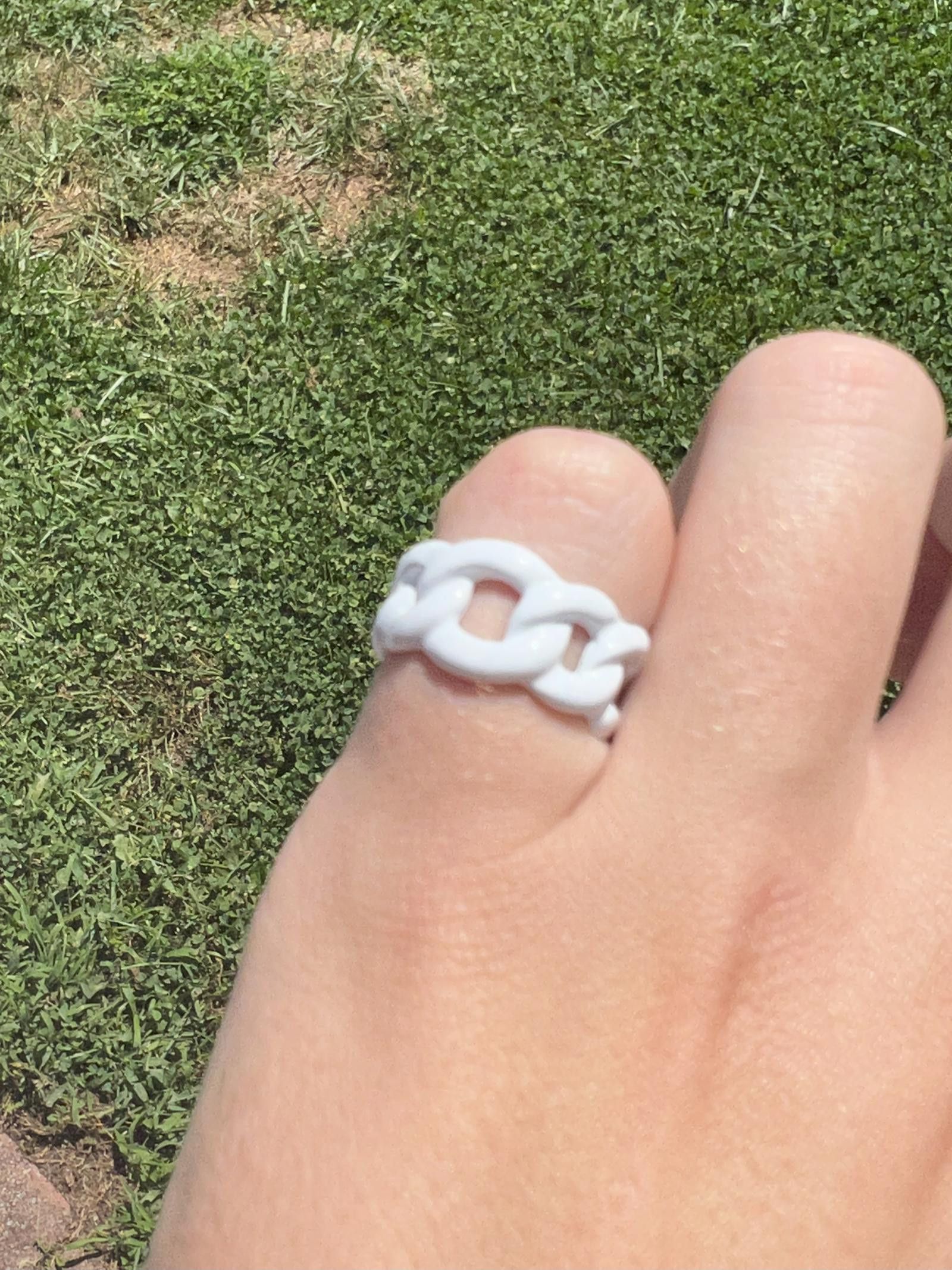 Jewelry *NEW* White Cuban Ring ADJUSTABLE Size ONE SIZE - 4 Thumbnail