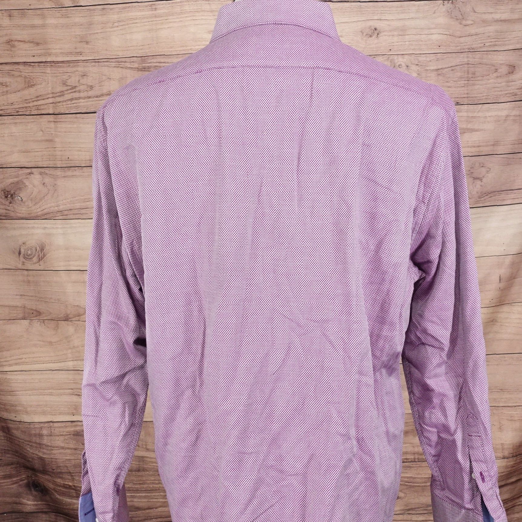 Vintage Vintage Penguin by Munsingwear Men's Slim Fit Dress Shirt Purple Check 16.5 Long Sleeve Size 42R - 4 Thumbnail