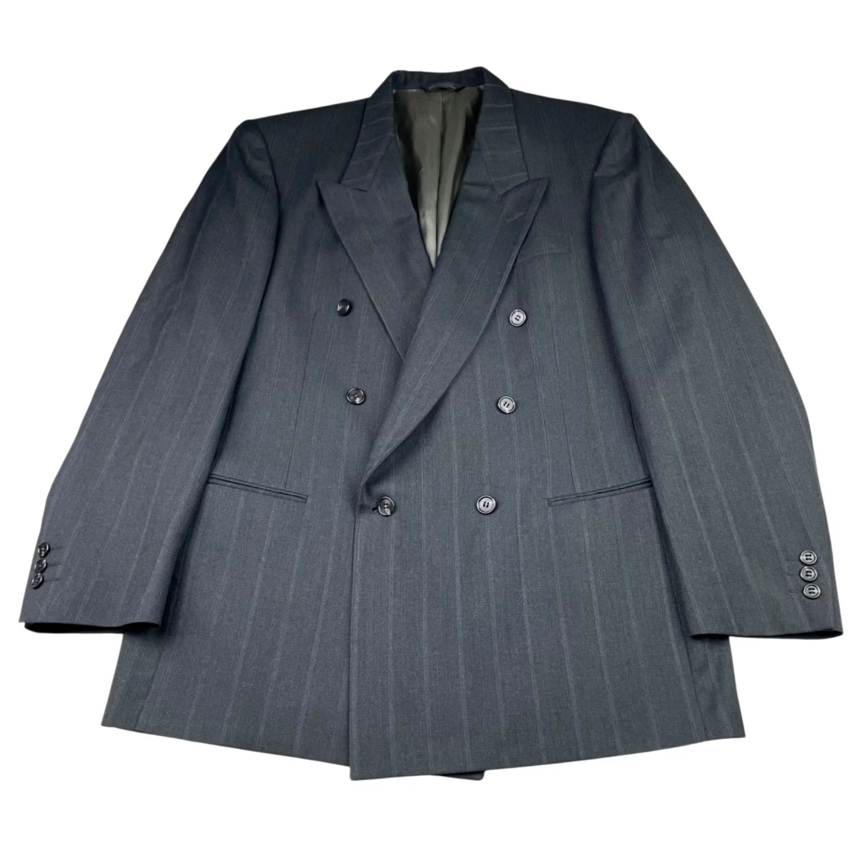 Pierre Cardin VINTAGE Pierre Cardin Men's Blazer Gray Stripe 100% Wool Double Breasted 40R Coat Jacket Size 40R - 3 Thumbnail