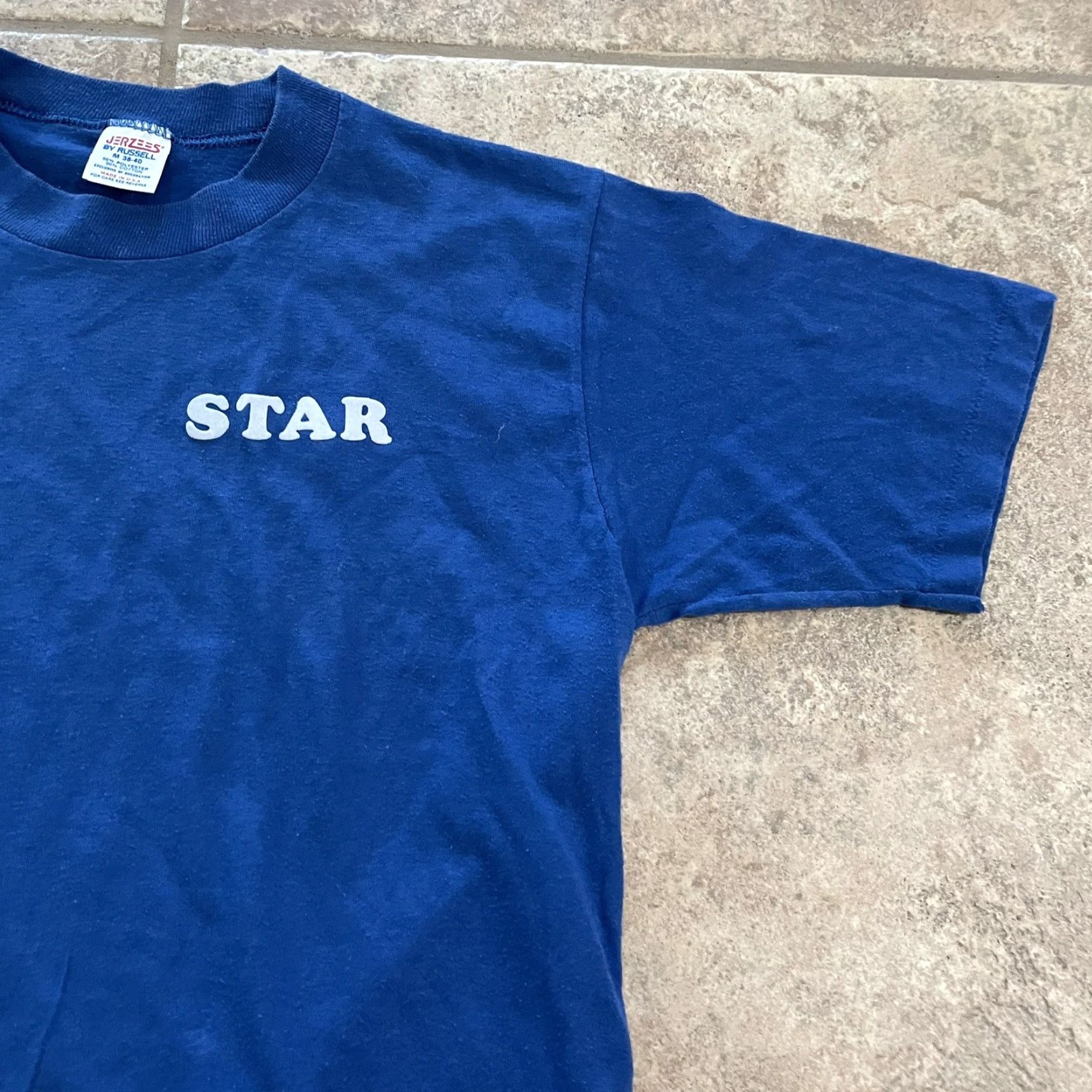 Jerzees VINTAGE Jerzees T-Shirt Mens Size M Blue Graphic Stitch Single Stitch Cotton Blend Tee Size US M / EU 48-50 / 2 - 2 Thumbnail
