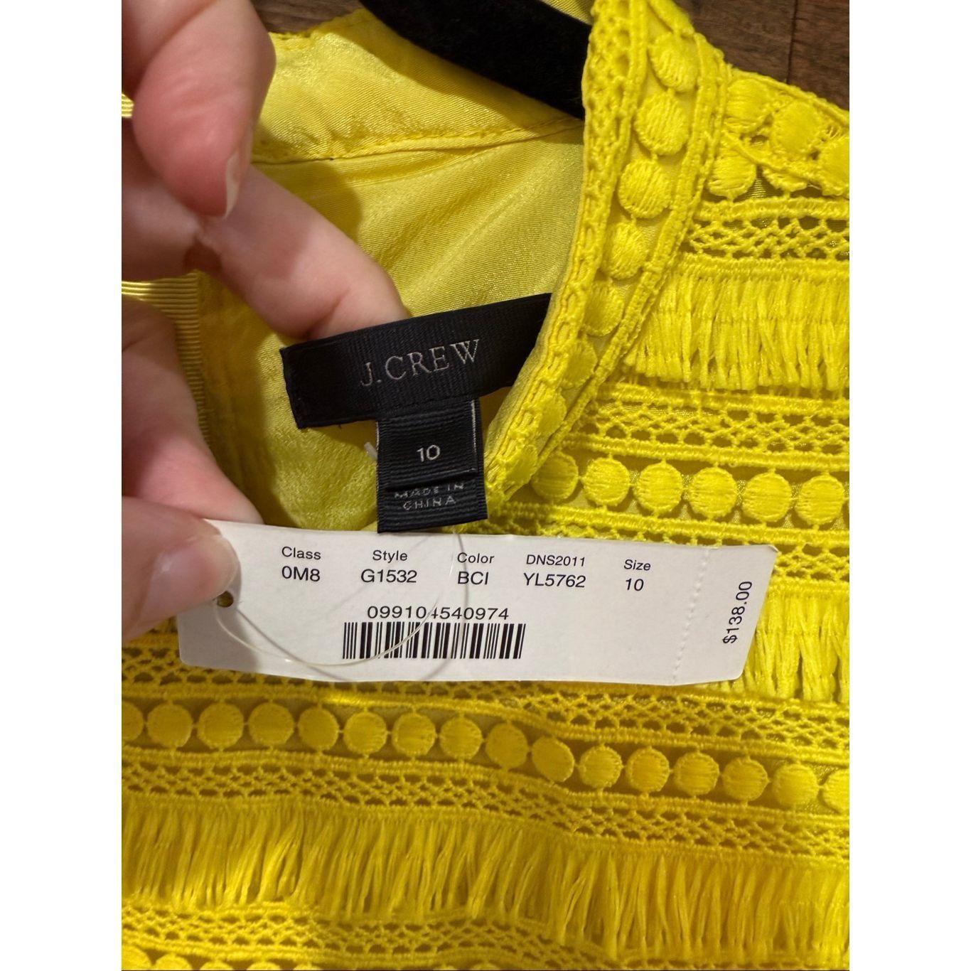 J.Crew J Crew NWT Yellow Fringe Tiered Lace Sheath Sleeveless Dress Size L / US 10 / IT 46 - 4 Thumbnail