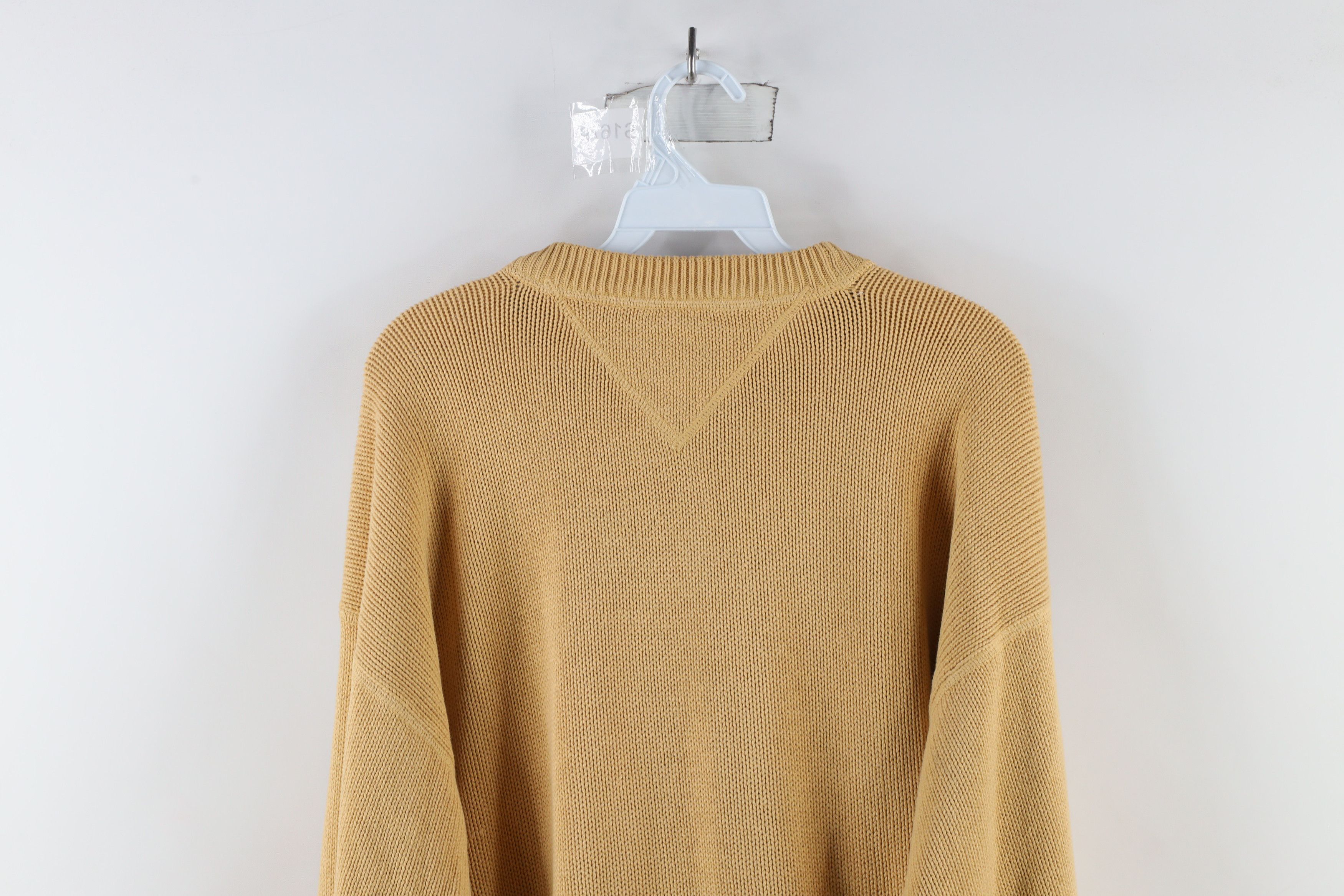 Tommy Hilfiger × Vintage Vintage 90s Tommy Hilfiger Cotton Knit Crewneck Sweater Gold Size US XL / EU 56 / 4 - 12 Thumbnail