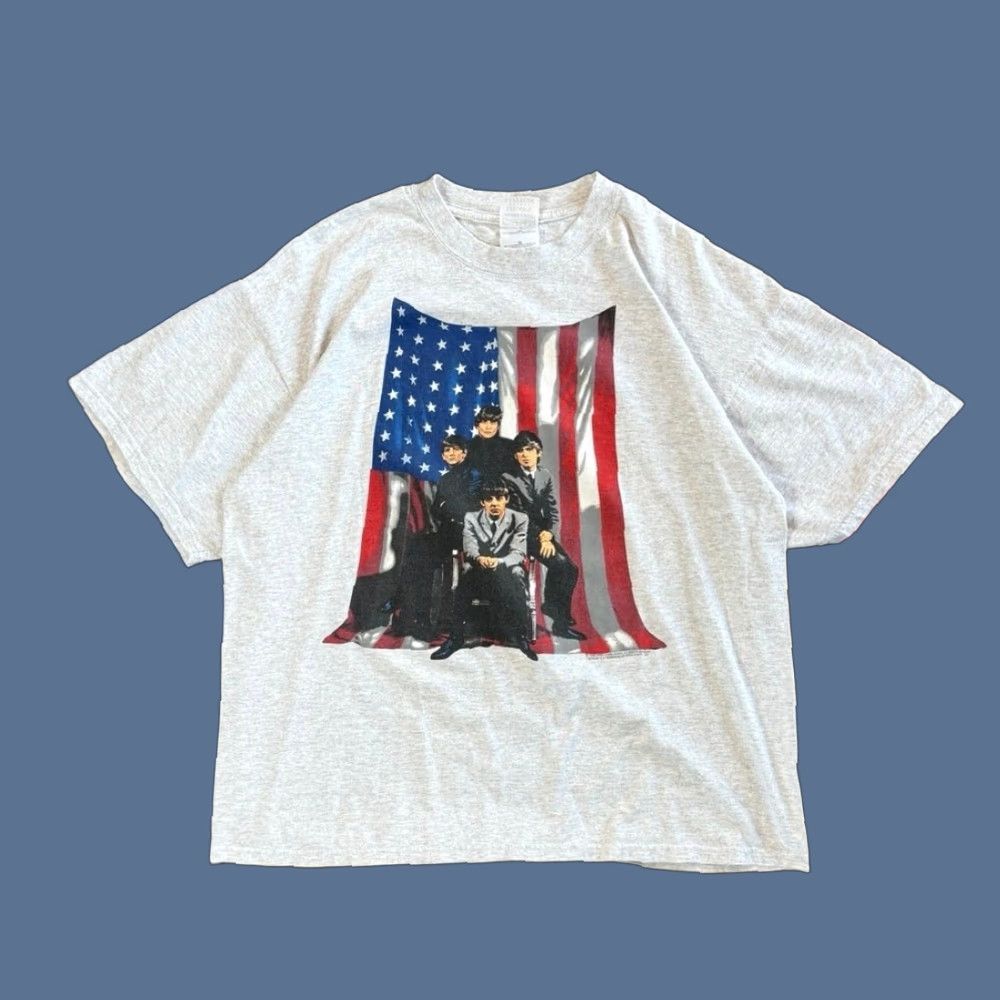 Gildan VINTAGE The Beatles Apple Corps T-Shirt XL Double-Sided USA Flag Gray 90s Band Music Rock Mens Size US XL / EU 56 / 4 - 1 Thumbnail