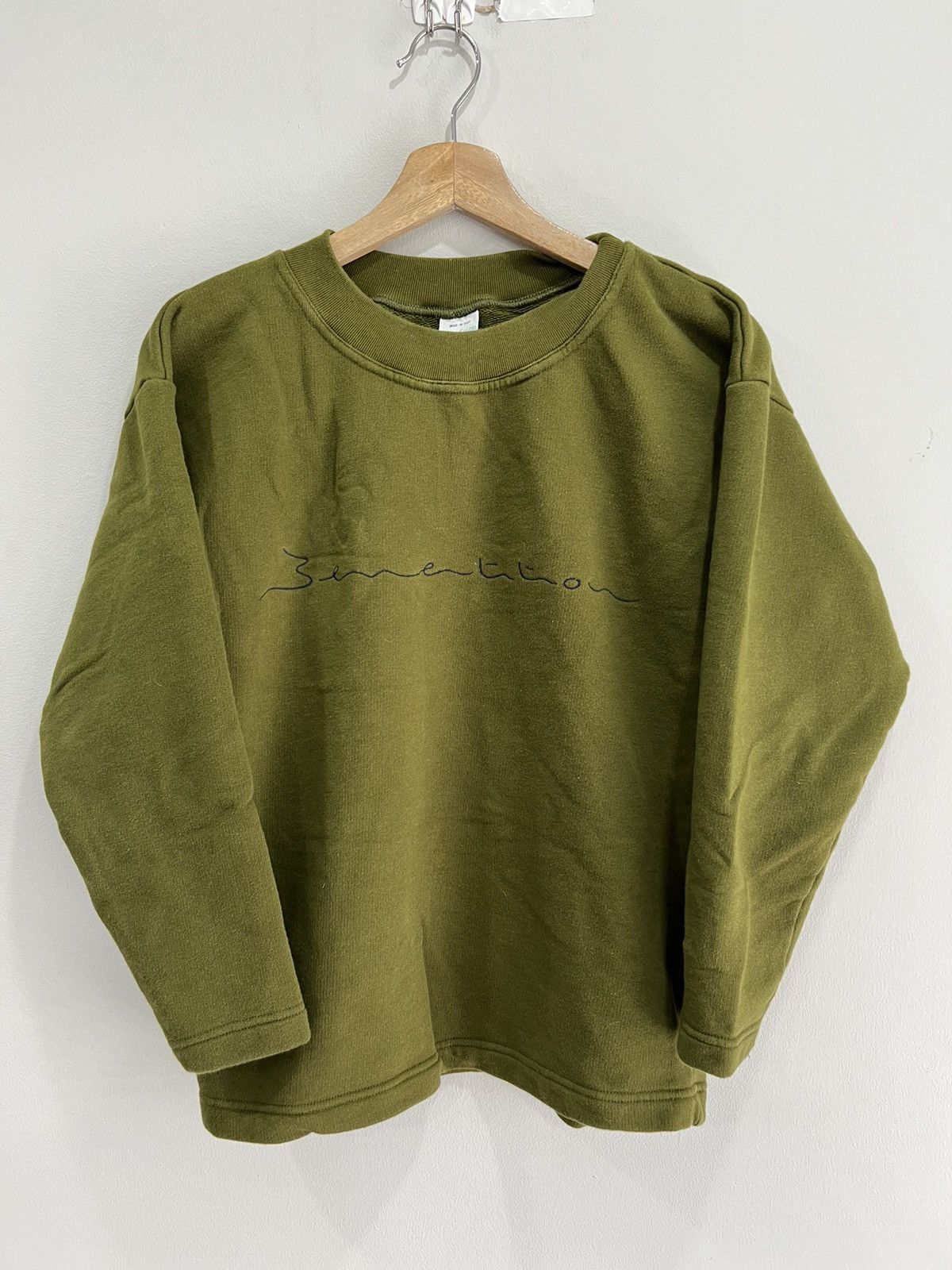 Benetton × Vintage Vintage Benetton Olive Green Sweater Spellout Size US XS / EU 42 / 0 - 1 Thumbnail