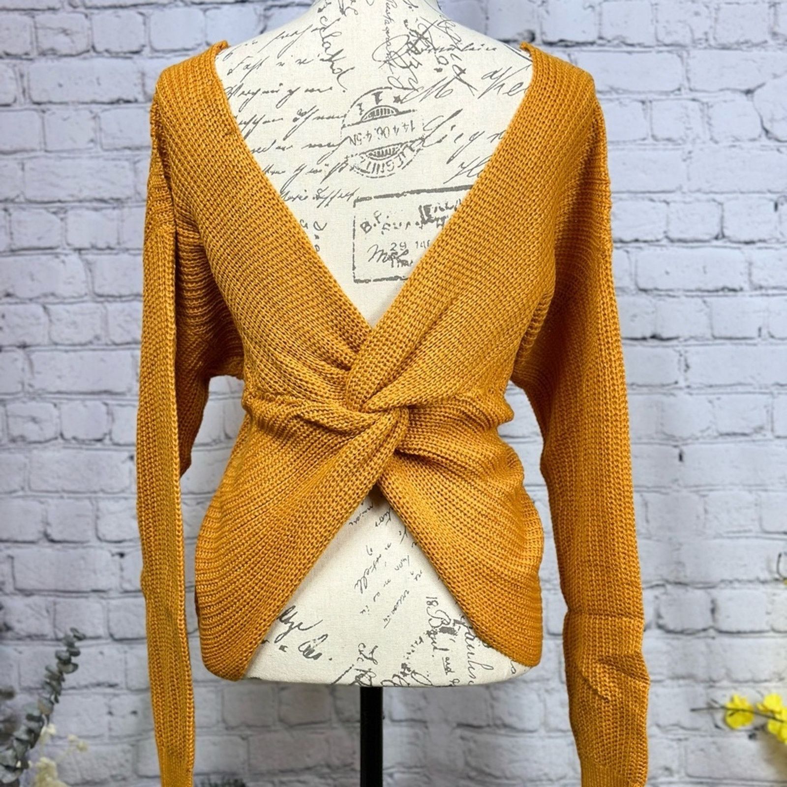 Other Reversible Twisted Knit Long Sleeve Fall Sweater Mustard M Size M / US 6-8 / IT 42-44 - 10 Thumbnail