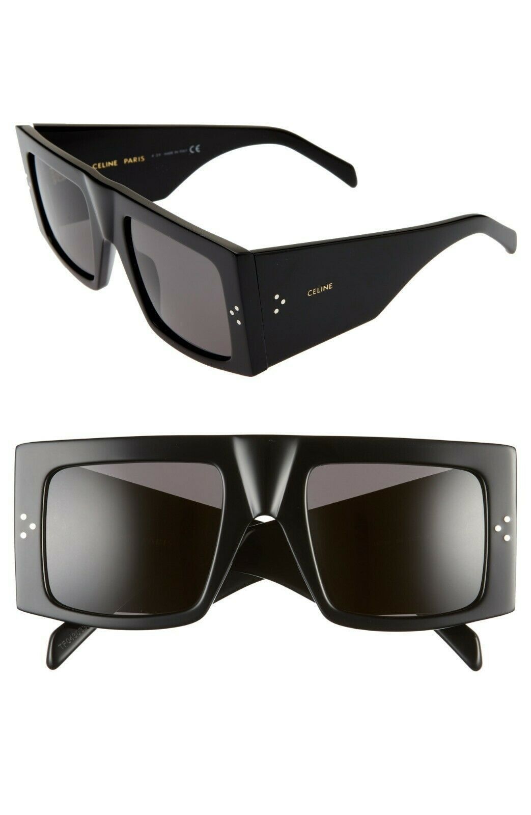 CELINE CL40105I 01A Flat Top Sunglasses Black/Black Lens