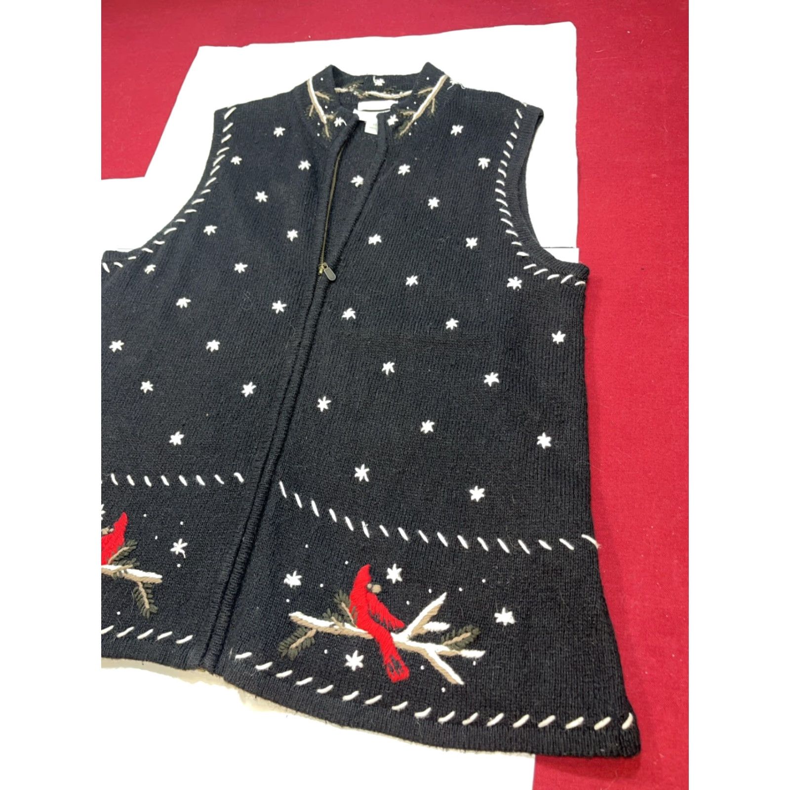 Vintage VINTAGE CJ Banks Black Red Cardinal Winter Snow Holiday Vest Women 1XL Zip Embroidery Christmas Birds Sweater Vest Women Plus Size 1XL Size XXL / US 16-18 / IT 52-54 - 5 Thumbnail