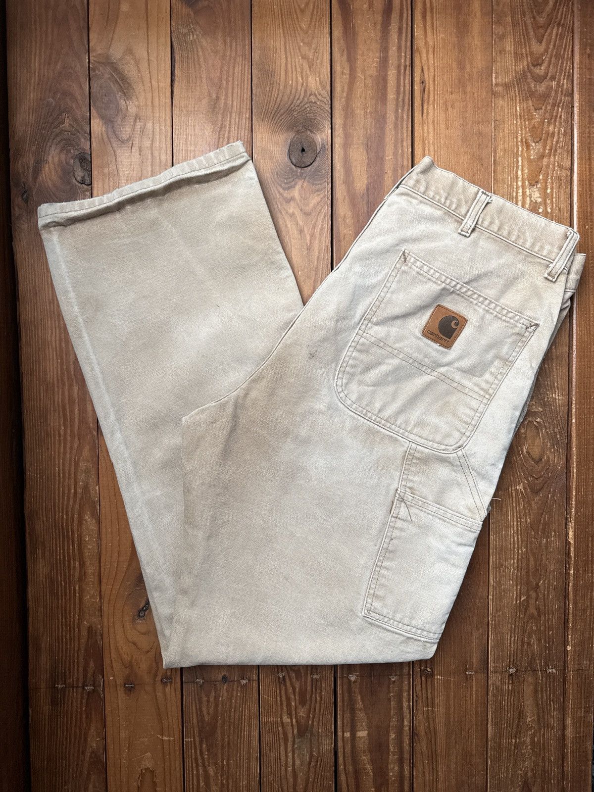 Carhartt Vintage 90s Carhartt Tan Faded Carpenter Work Pants Size US 36 / EU 52 - 1 Thumbnail