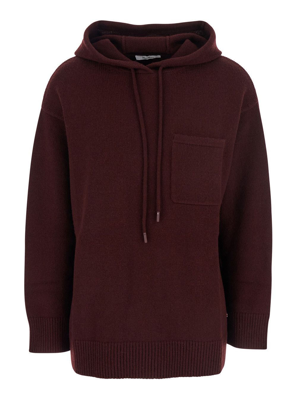 Max Mara 'Liana' Bordeaux Sweater with Drawstring Hood and Dropped Shoulders in Cashmere Woman Size S / US 4 / IT 40 - 1 Thumbnail