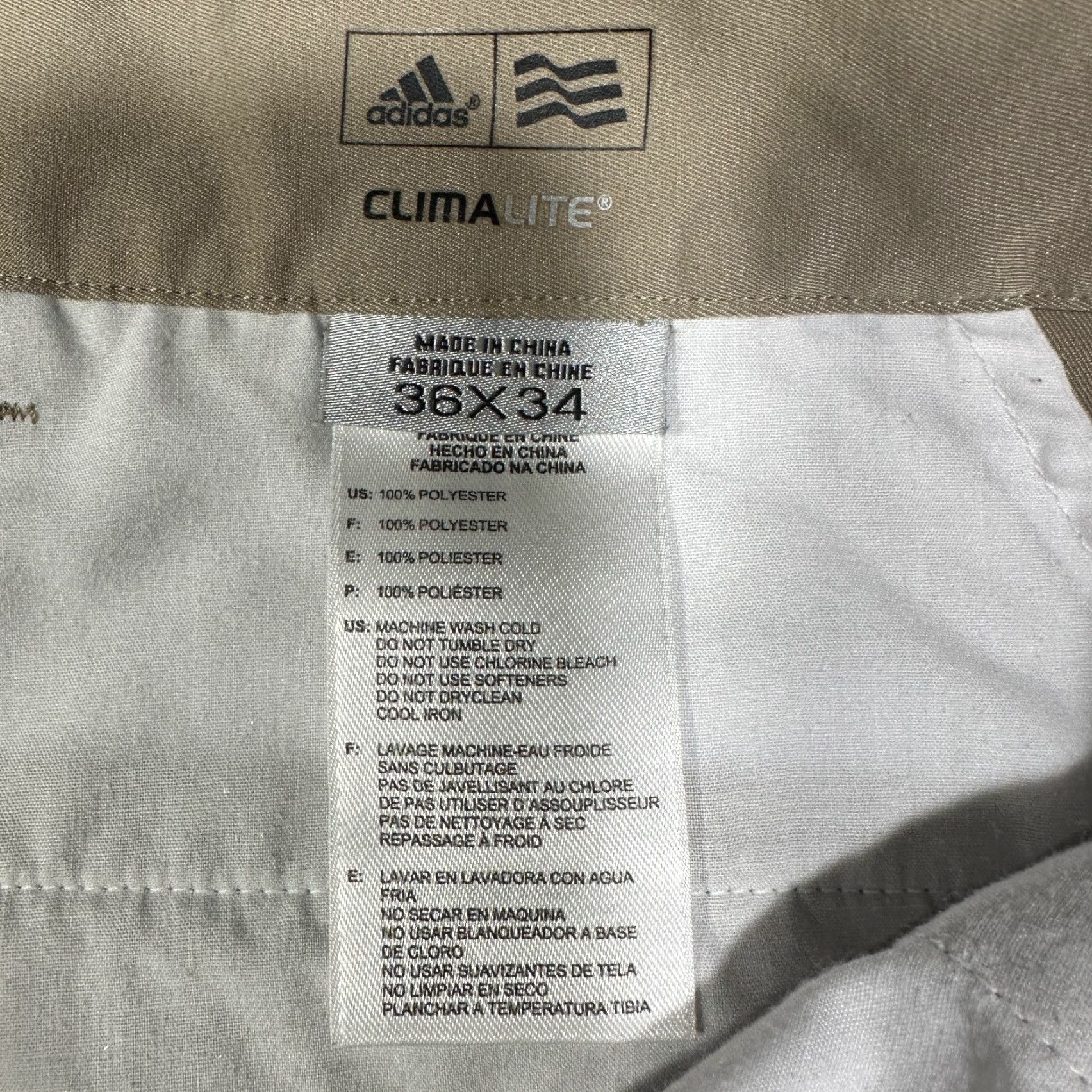 Adidas Adidas Climalite Pants Mens 36 Khakis Straight Leg Flat Front Pockets Zip Front / Inseam 33 Beige Brown Crew? Size US 36 / EU 52 - 4 Thumbnail