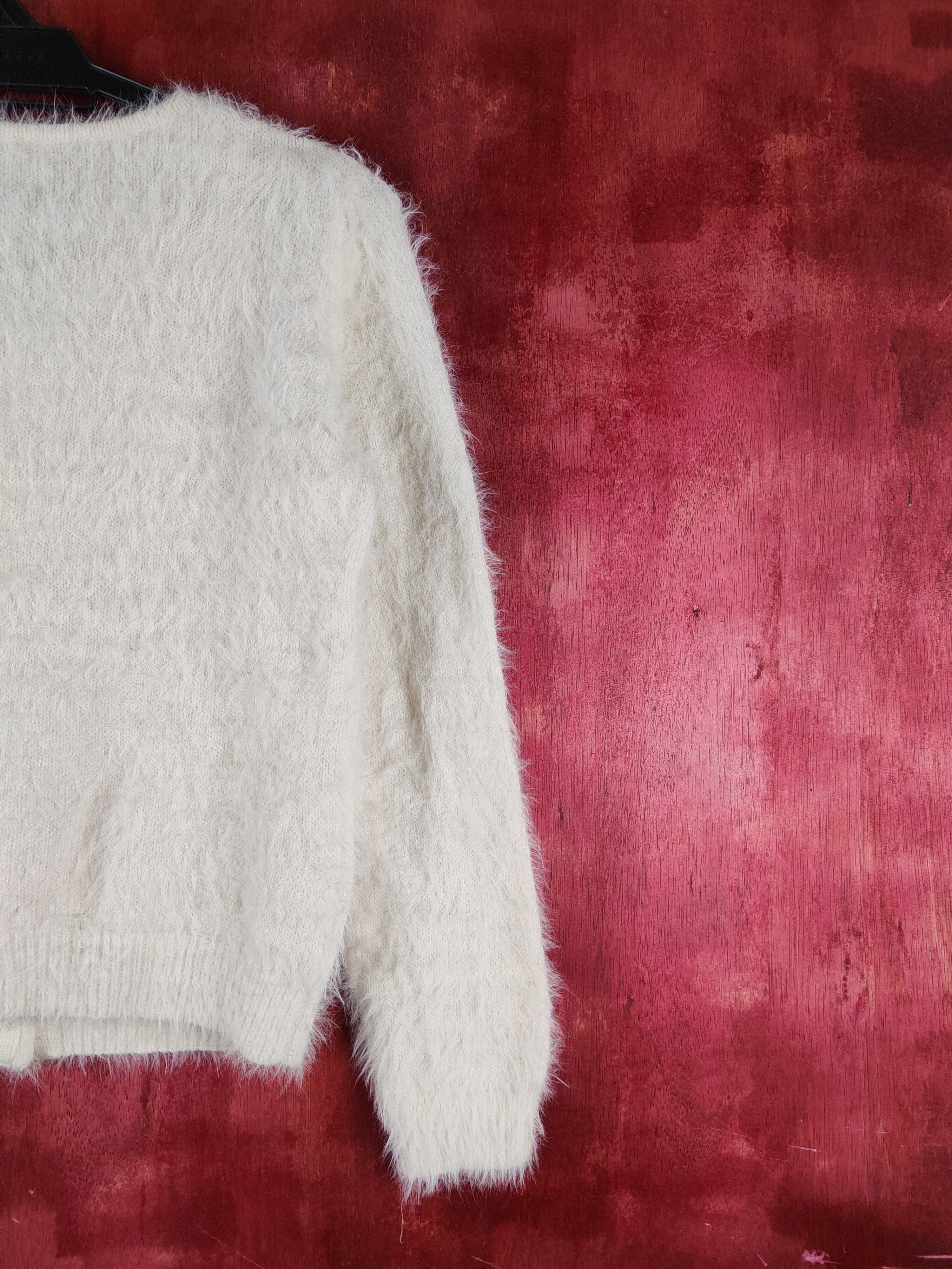Homespun Knitwear Ingni Beige Shag Shaggy Fur Mohair Knitwear Cardigan#S2110 Size S / US 4 / IT 40 - 9 Thumbnail