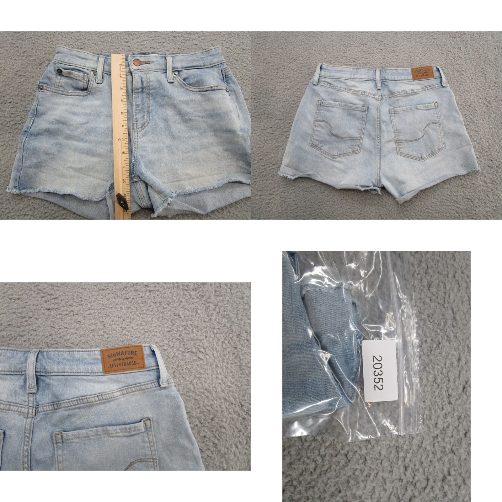 Levi's Levi's Signature High Rise Raw Hem Cut Off Women's Denim Shorts W28 Size 6 Blue Cotton Denim 90s Retro Pockets Button Zipper Size 28" / US 6 / IT 42 - 8 Thumbnail