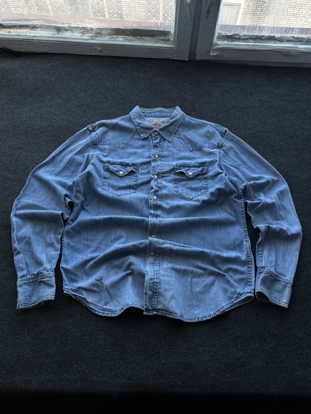 Polo Ralph Lauren 🚨 VNTG Y2K Polo Ralph Lauren Shirt DENIM RARE long SLEEVE Size US M / EU 48-50 / 2 - 1 Thumbnail