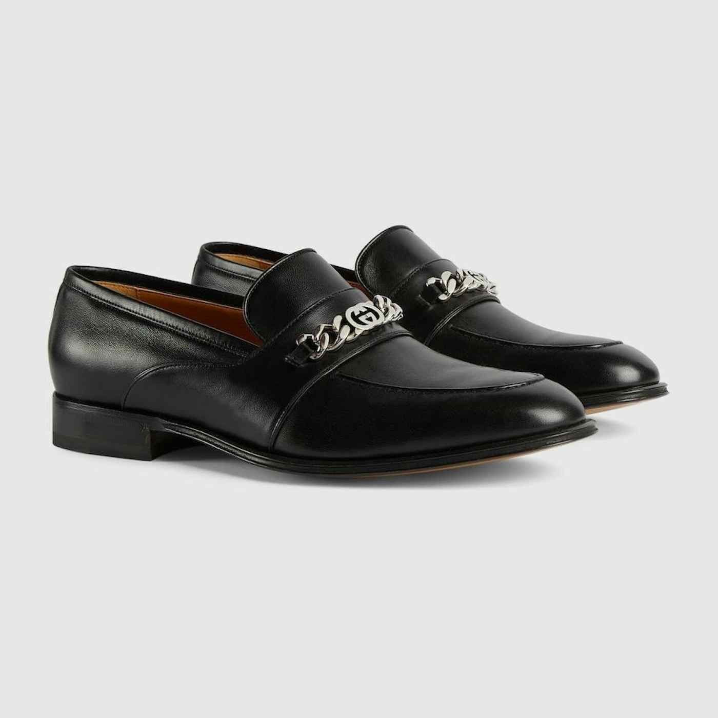 image of Gucci Interlocking G Loafer Shoes in Black, Men's (Size 12)
