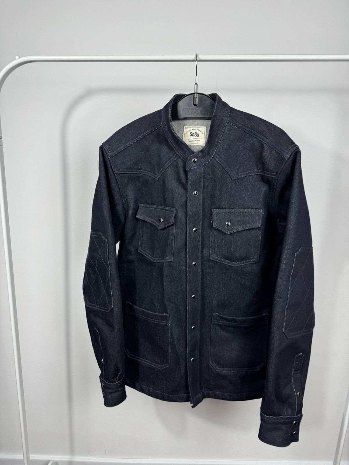 SoSo SoSo Heavy Raw Denim Jacket Indigo Workwear Trucker Coat L Size US L / EU 52-54 / 3 - 2 Thumbnail